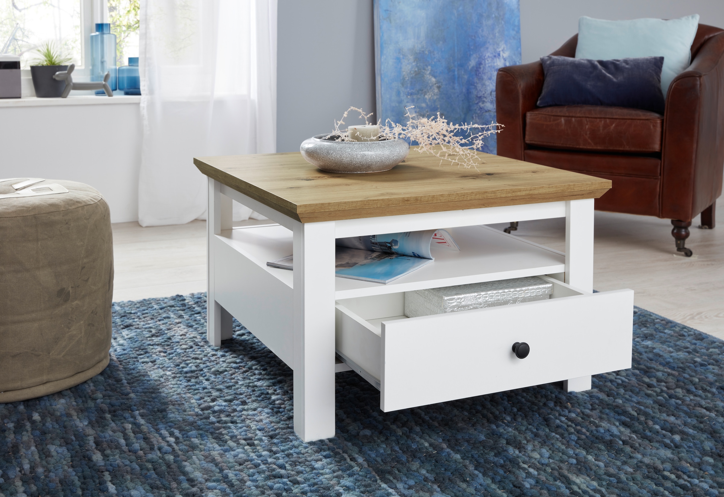 INOSIGN Couchtisch »Ulm« Couchtisch mit Schublade & offenem Fach - (B/T/H) 70/70/46 cm