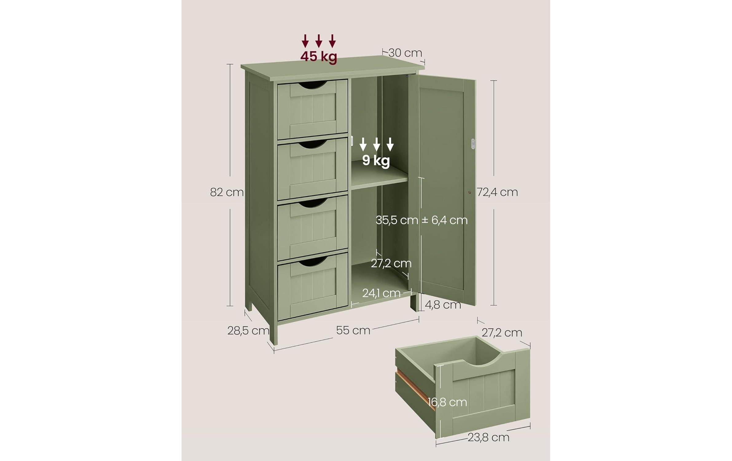 VASAGLE Mehrzweckschrank »Badezimmerschrank«
