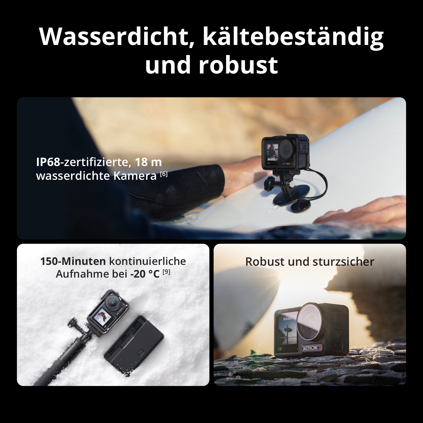 DJI Caméscope »Osmo Action 4 Standard Combo« 4K Ultra HD