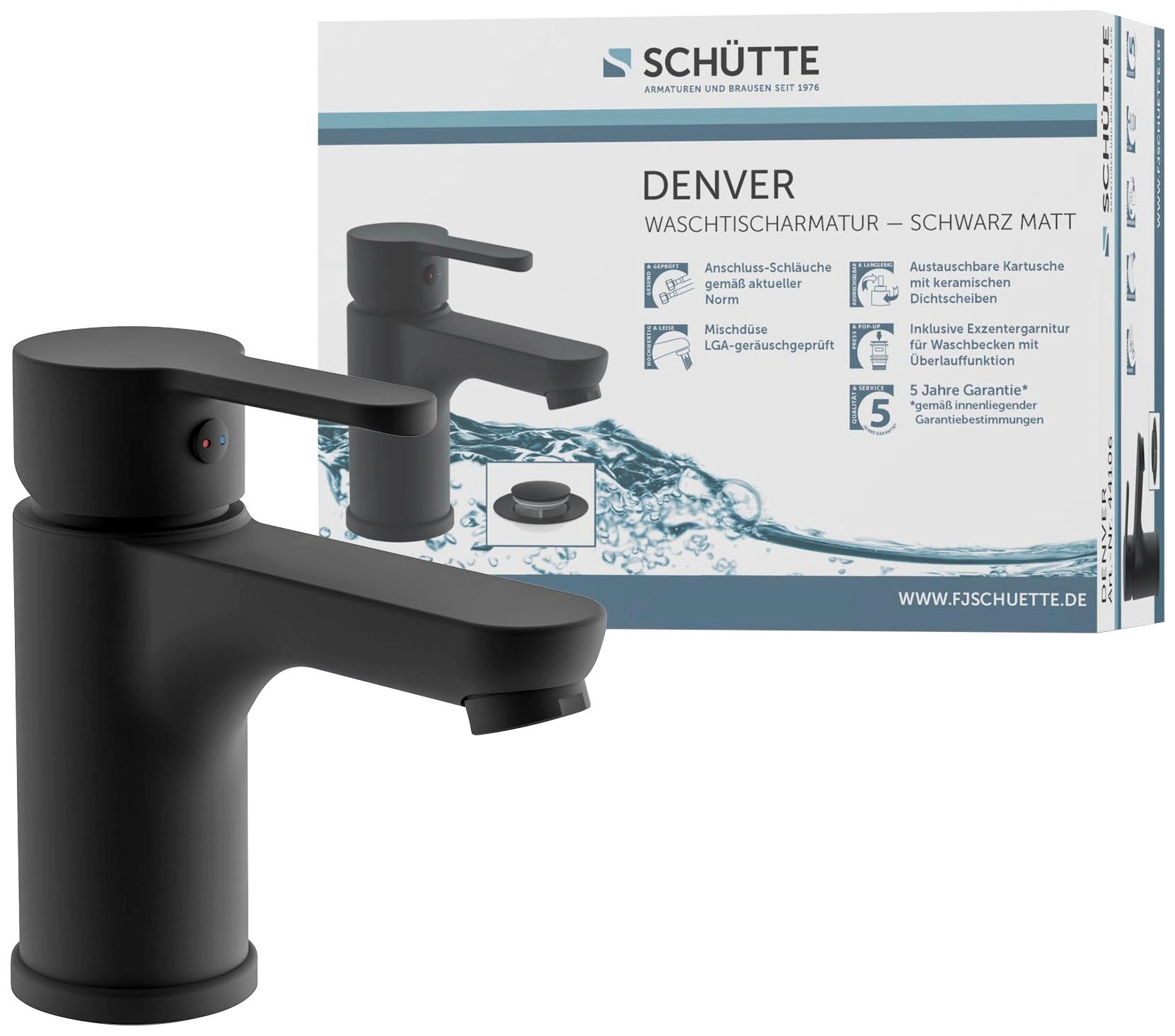 Schütte Badarmatur »3-teilige Serie DENVER« Set,  geräuscharm, Marken-Mischdüse