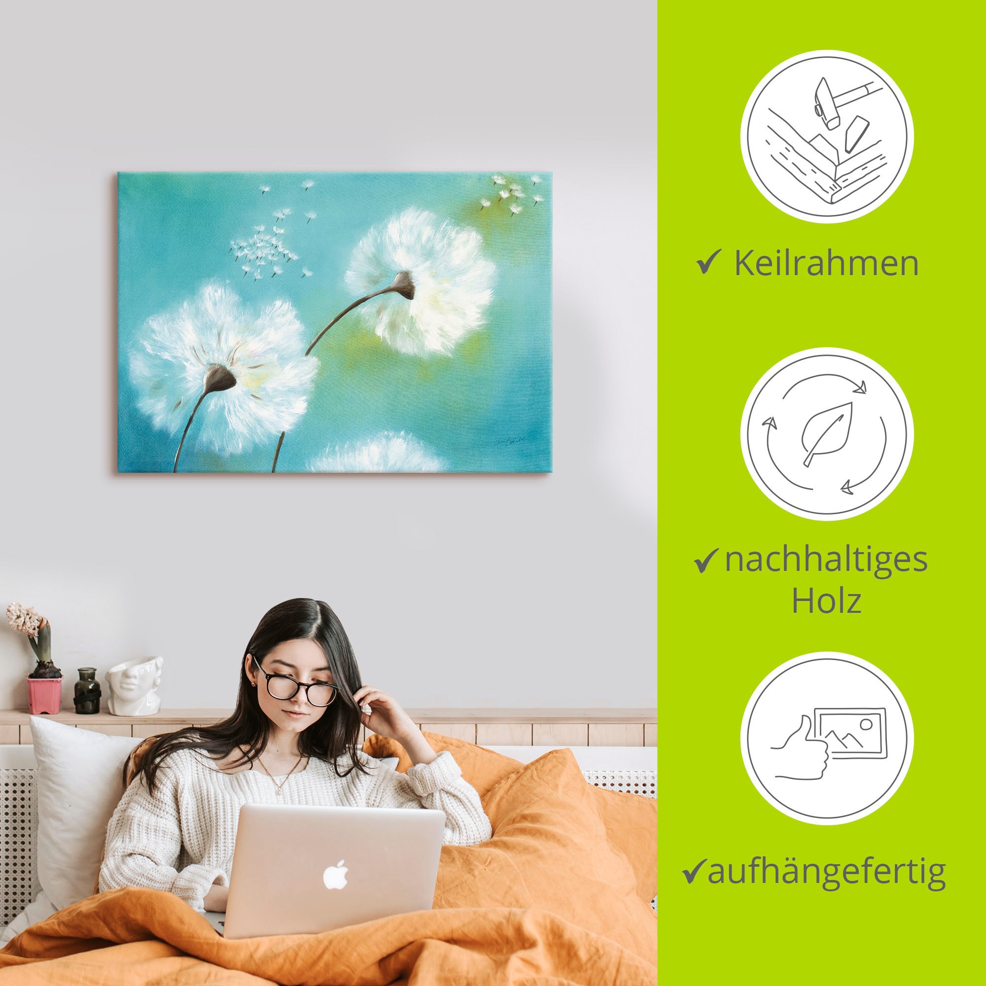 Artland Tableau sur toile »Pusteblumen« 1 cuis tlg. auf Holzrahmen gespannt