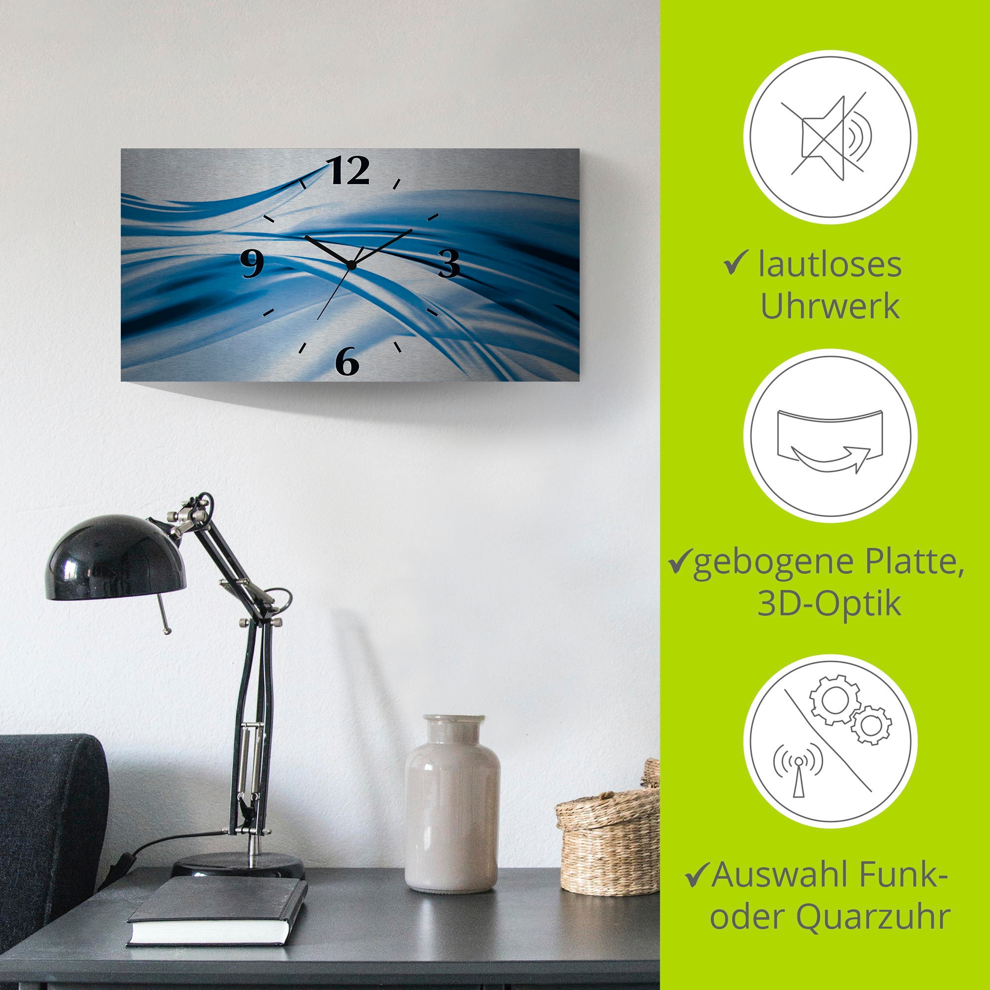 Artland Wanduhr »Schöne Welle - Abstrakt« 3D Optik gebogen, mit Quarz- oder Funkuhrwerk, versch. Grössen