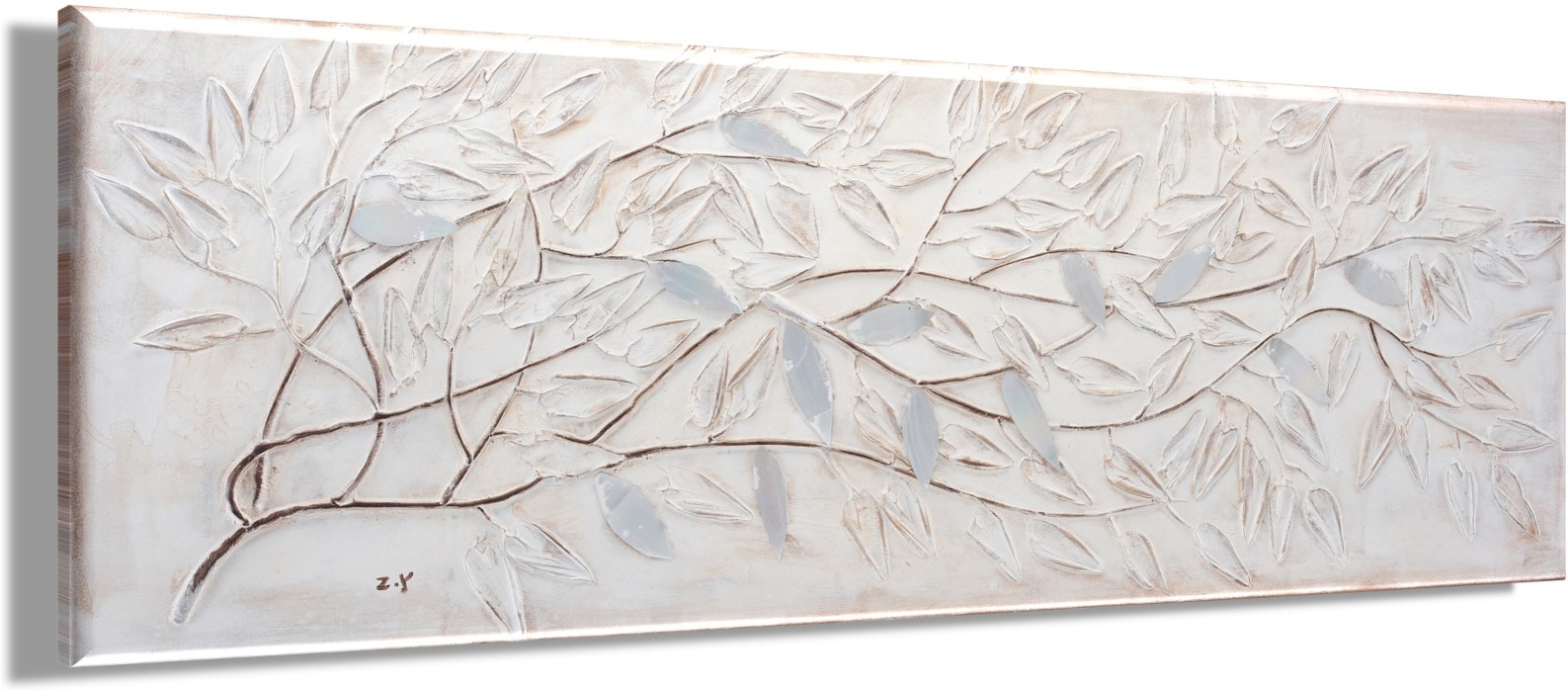 Bönninghoff Peinture à l'huile »handarbeit ZWEIGE 40x120 cm – Wandbild Kunst Deko modern« Forêt 1 cuis tlg. fabriqué à la main, chaque image est unique