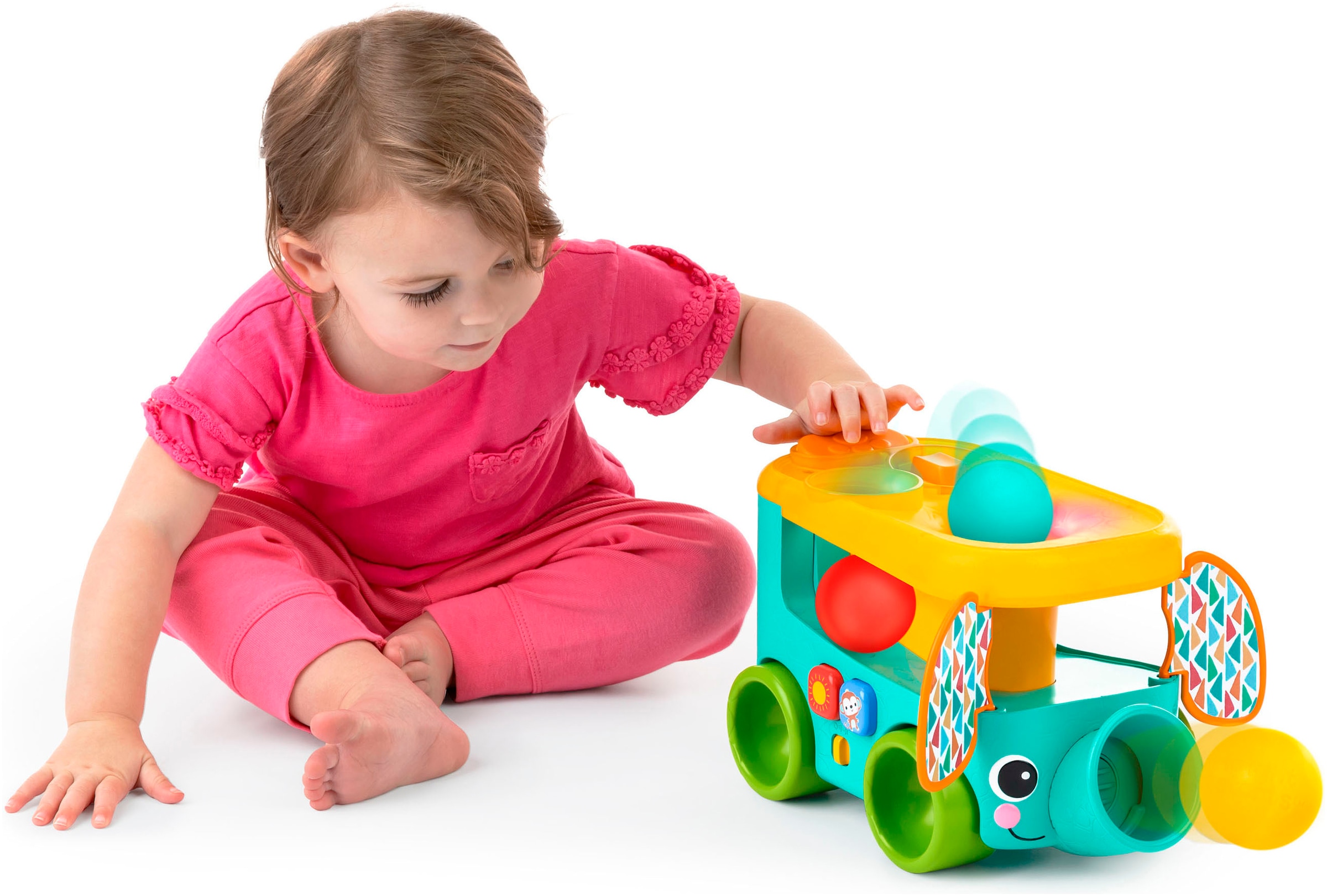 Bright Starts Lernspielzeug »Pop & Roll Safari Bus  Ball Play Toy« mit Licht und Sound