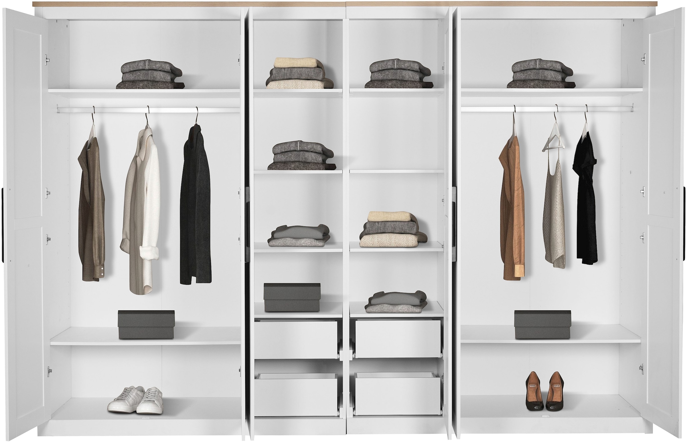 GOODproduct Armoires à vêtements »Büsum Schlafzimmer Schrank mit 6 Türen« Construction robuste et stable avec répartition optimale - largeur 3 m,  Armoire de chambre style campagne garde-robe armoire best-seller