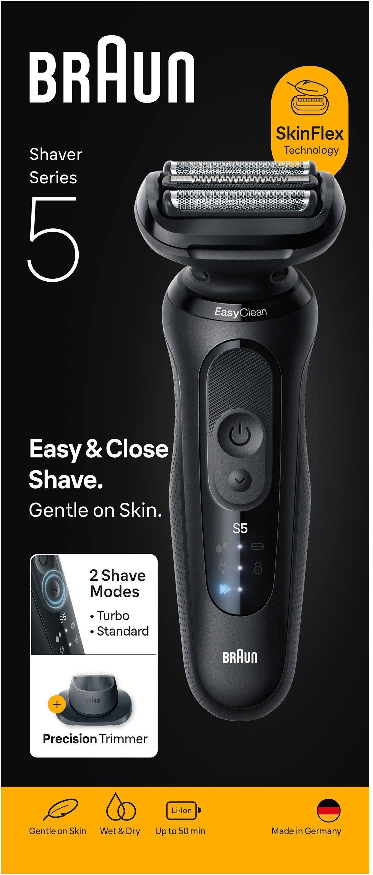 Braun Rasoirs électriques »Series 5 52-N1200s« 1 cuis Aufsätze 100% étanche, tête de tondeuse de précision, jusqu’à 50 min