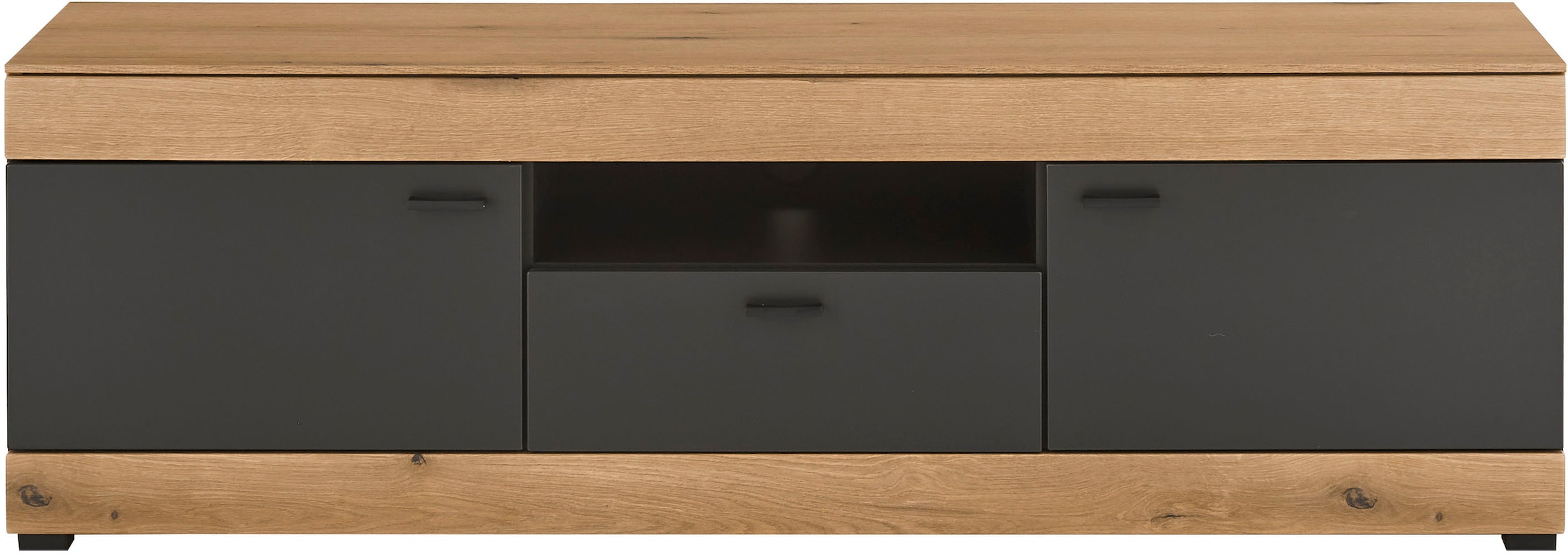 Home affaire Table basse »Soleto, moderner TV-Schrank, Kommode, TV-Unterschrank« zeitlos, schwarze Griffe aus Metall, ausreichend Stauraum