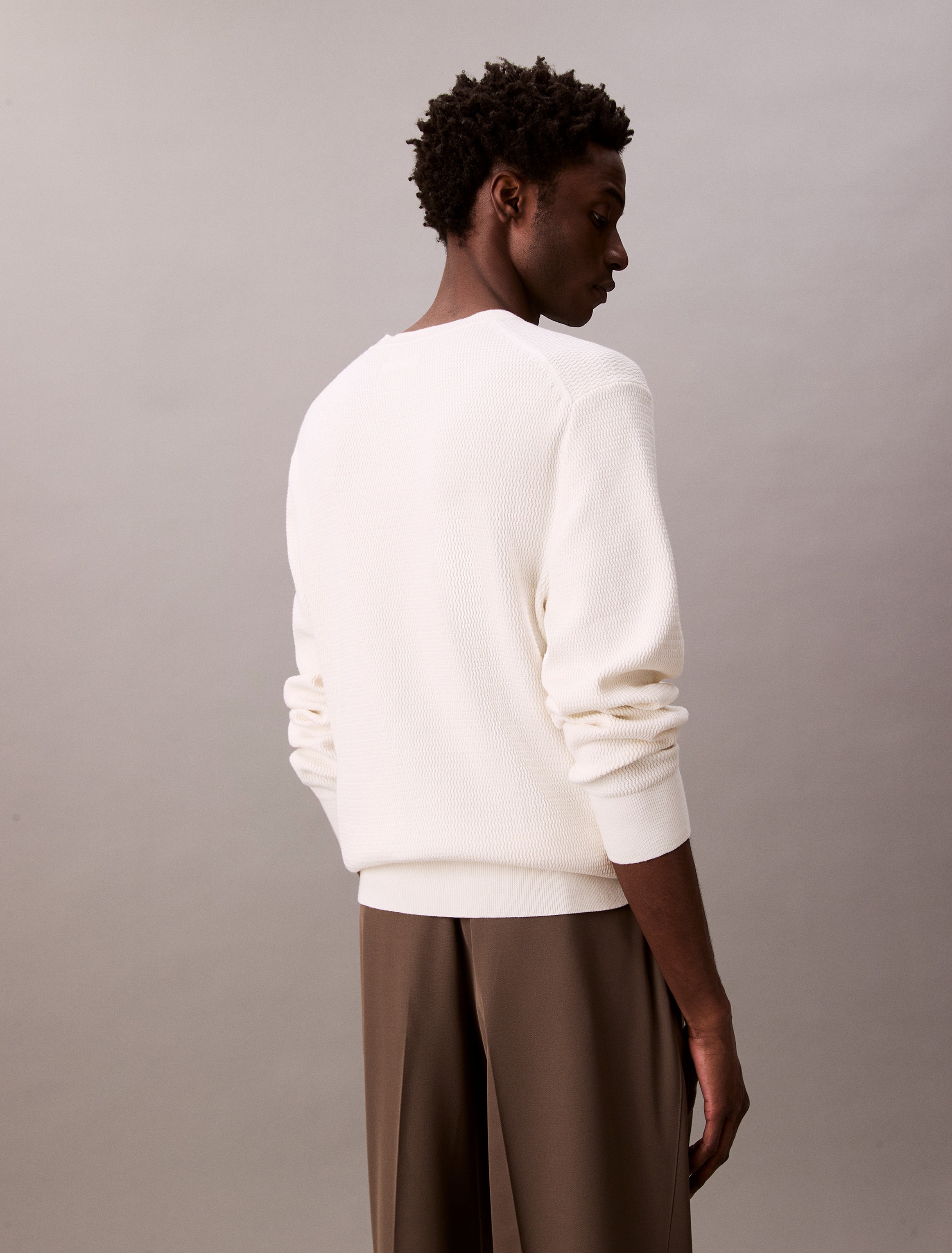 Calvin Klein Pull en tricot »LS TXTR CTTN CRWNK S« Mit Rundhalsausschnitt