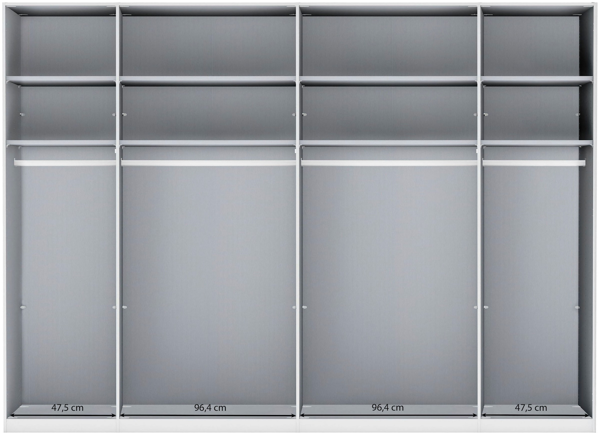 WIEMANN Falttürenschrank »Ohio, Kleiderschrank, Schrank, Garderobe, mit Glasfront, 300 cm« inklusive Einlegeböden & Kleiderstangen, 2 Höhen, MADE IN GERMANY,  inklusive Türdämpfung, hochwertige Glasfront