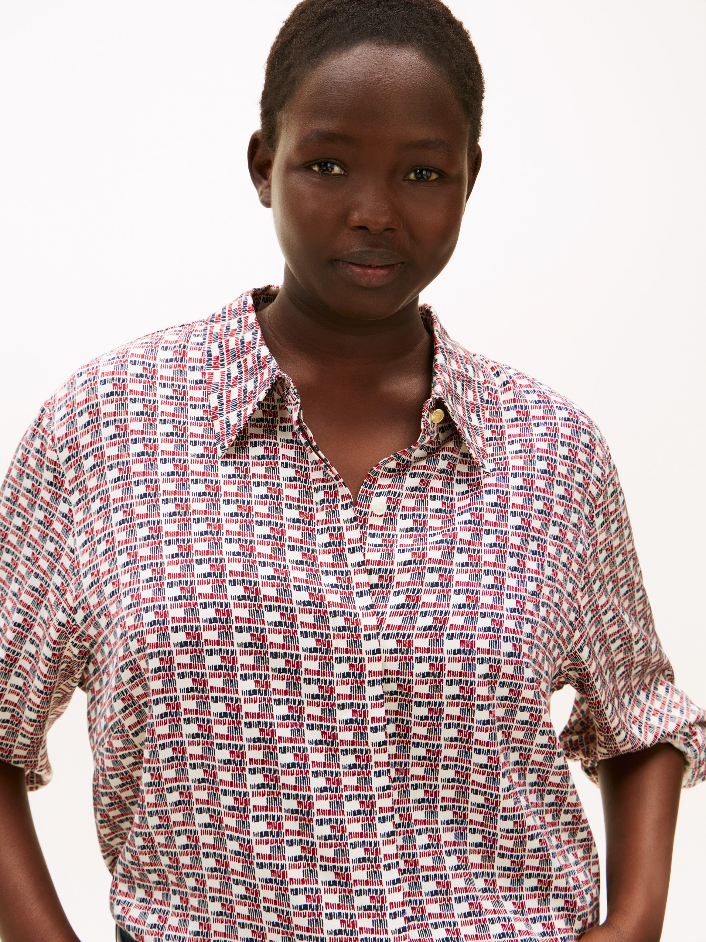 Tommy Hilfiger Curve Shirtbluse »CRV VIS TWILL LS REGULAR SHIRT« in grossen Grössen, Viskose, regular fit