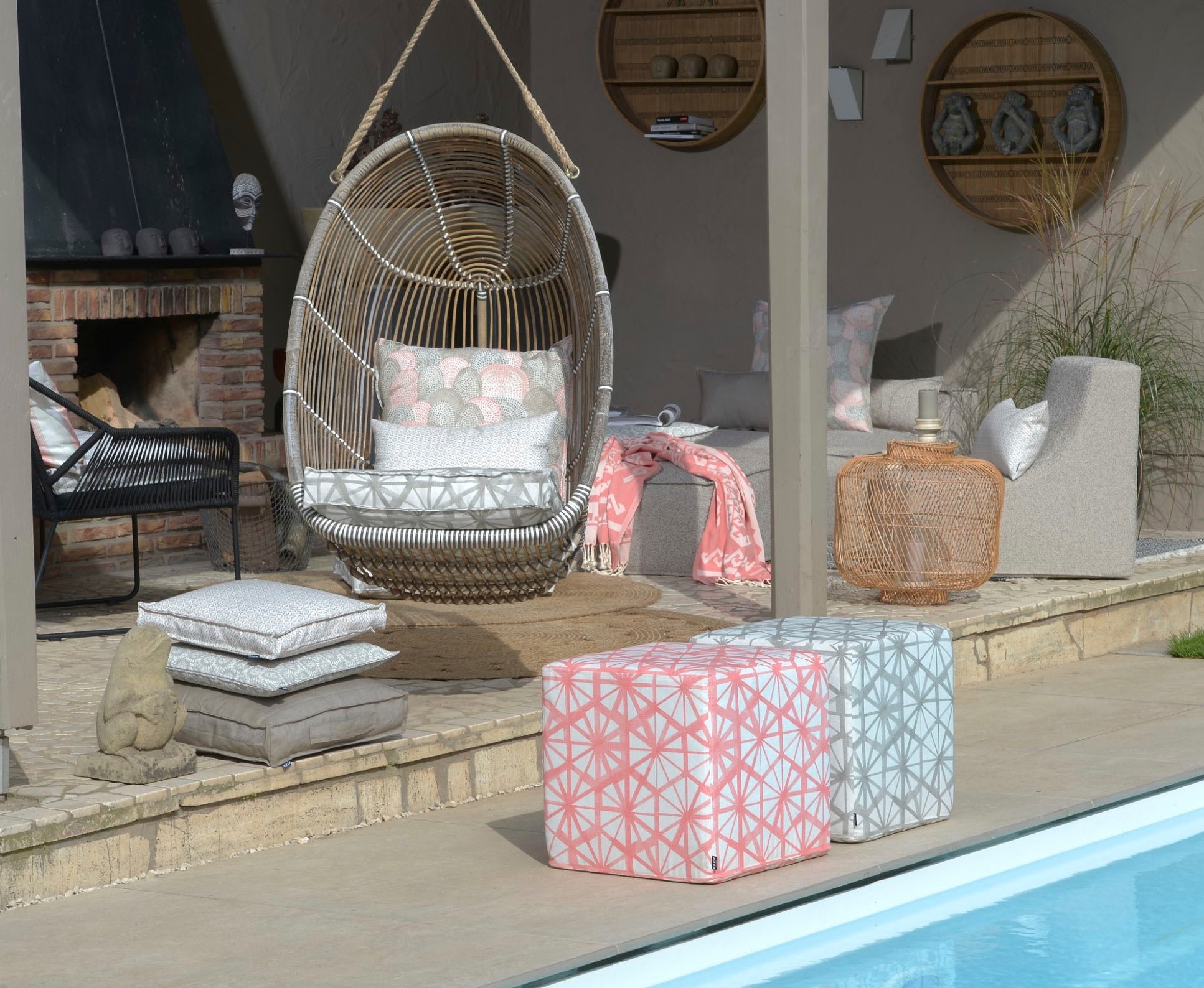 H.O.C.K. Dekokissen »Bilbao« mit zarten Kreisen, Kissenhülle mit Füllung, 1 Stück