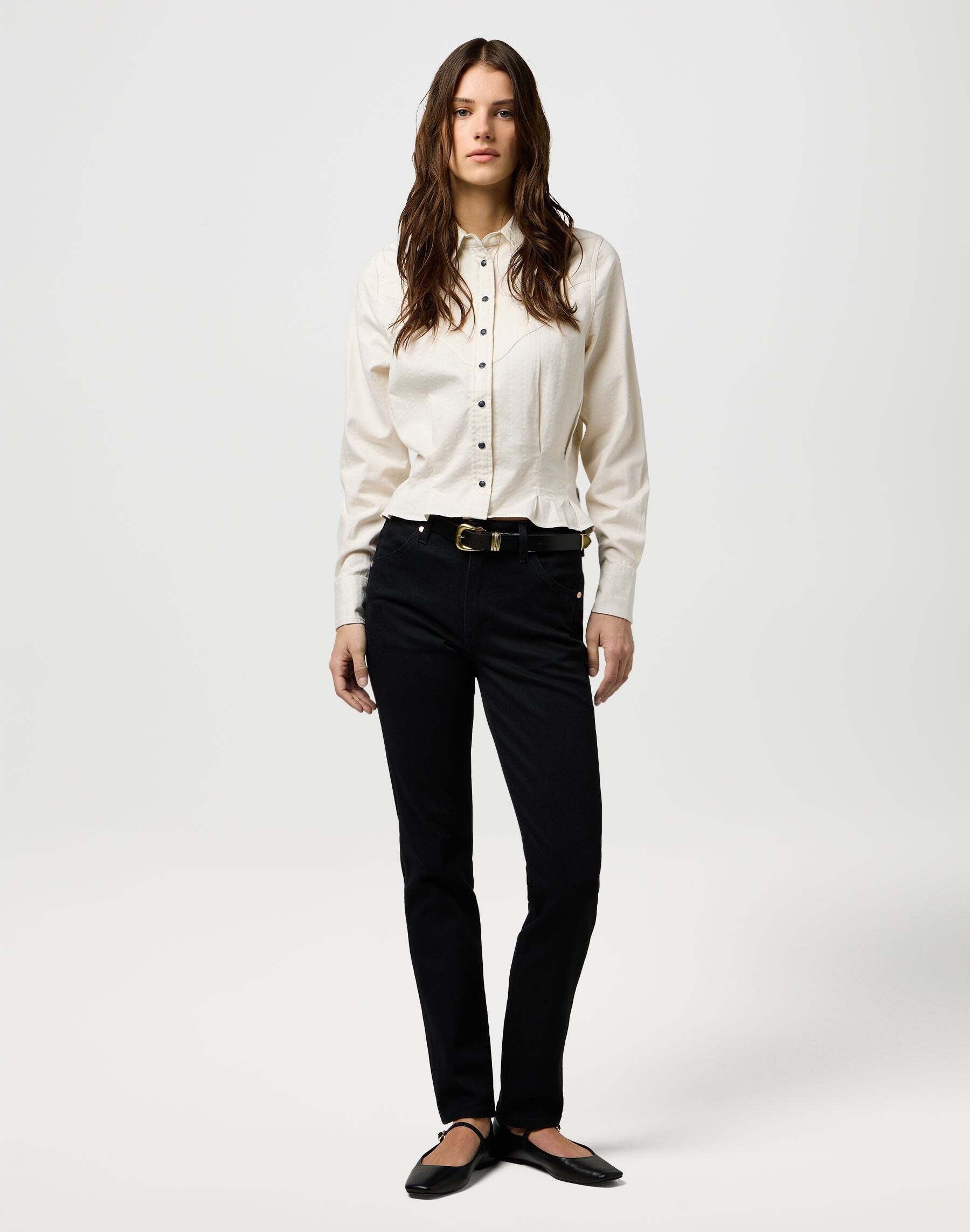 Wrangler Blouse à manches longues »WRANGLER Langarmhemd Femme Peplum Shirt«
