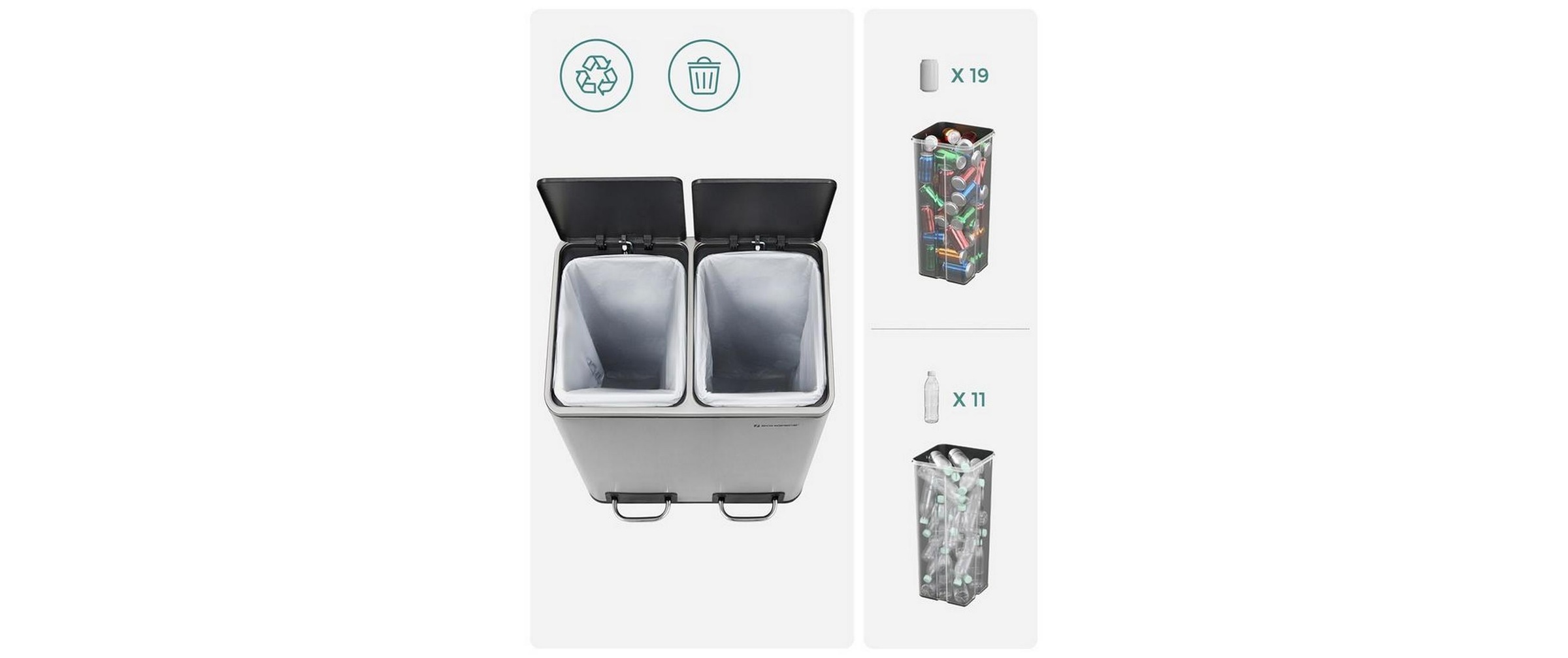 SONGMICS Mülleimer »30 l« 2 Behälter