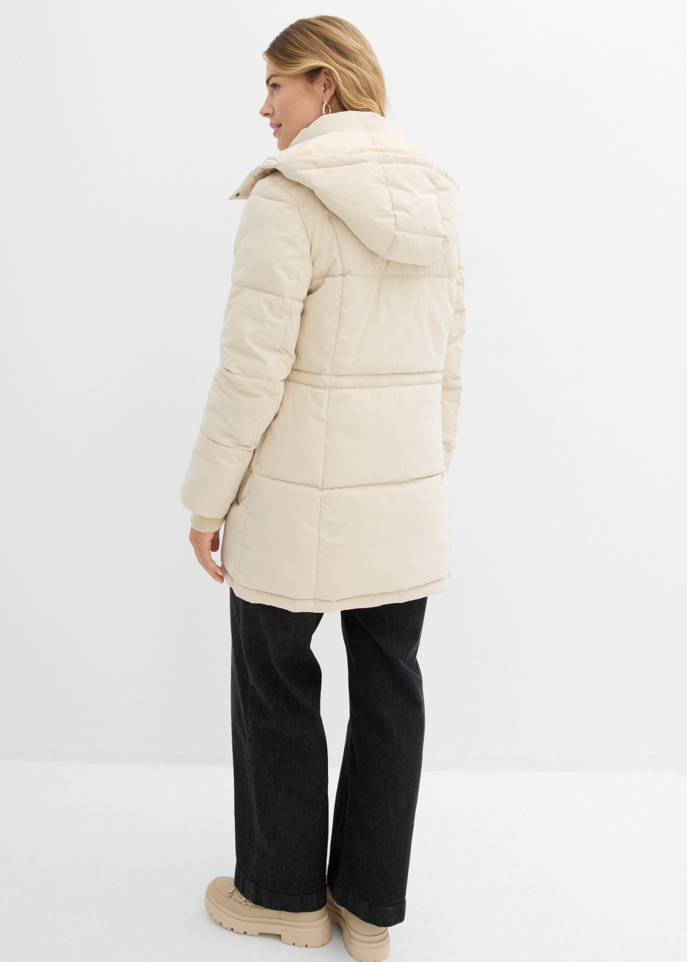 bonprix Veste d'hiver »Winterjacke mit verstellbarem Taillenbündchen« avec capuche avec capuche amovible, coupe décontractée