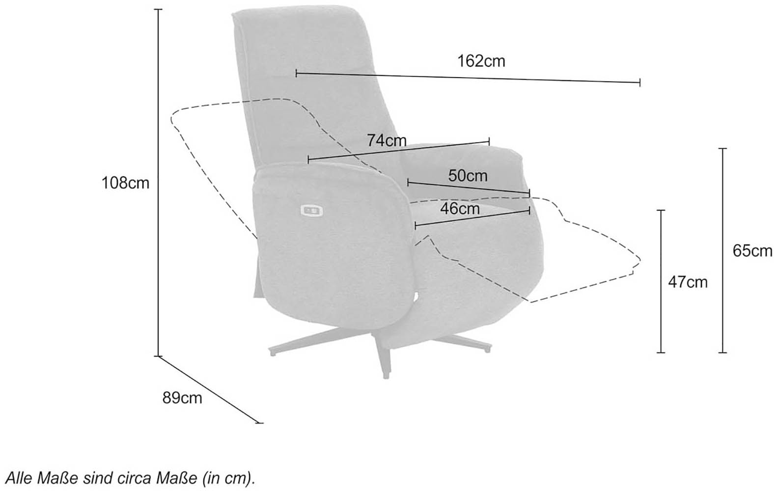 Jockenhöfer Gruppe TV-Sessel »Miami, B: 74 cm, Sitzhöhe: 47 cm« elektr. Relaxfunktion, Heizfunktion & Massage, 2 Motoren
