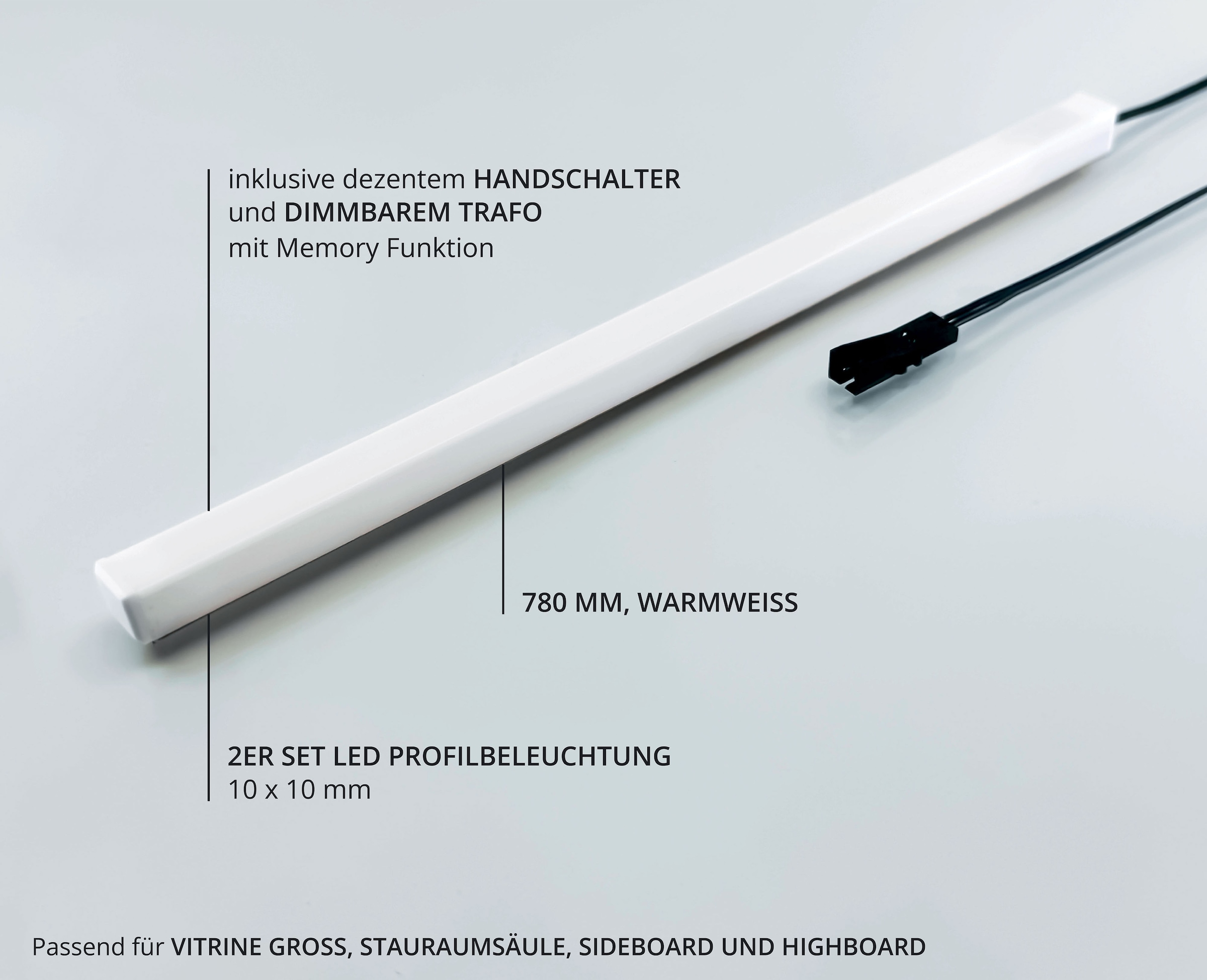 Wohnconcept Ampoules LED »Donna Profilbeleuchtung 2-er Set 780mm« 2 cuis blanc chaud Warmweiss, Handschalter und dimmbarer Trafoeinheit