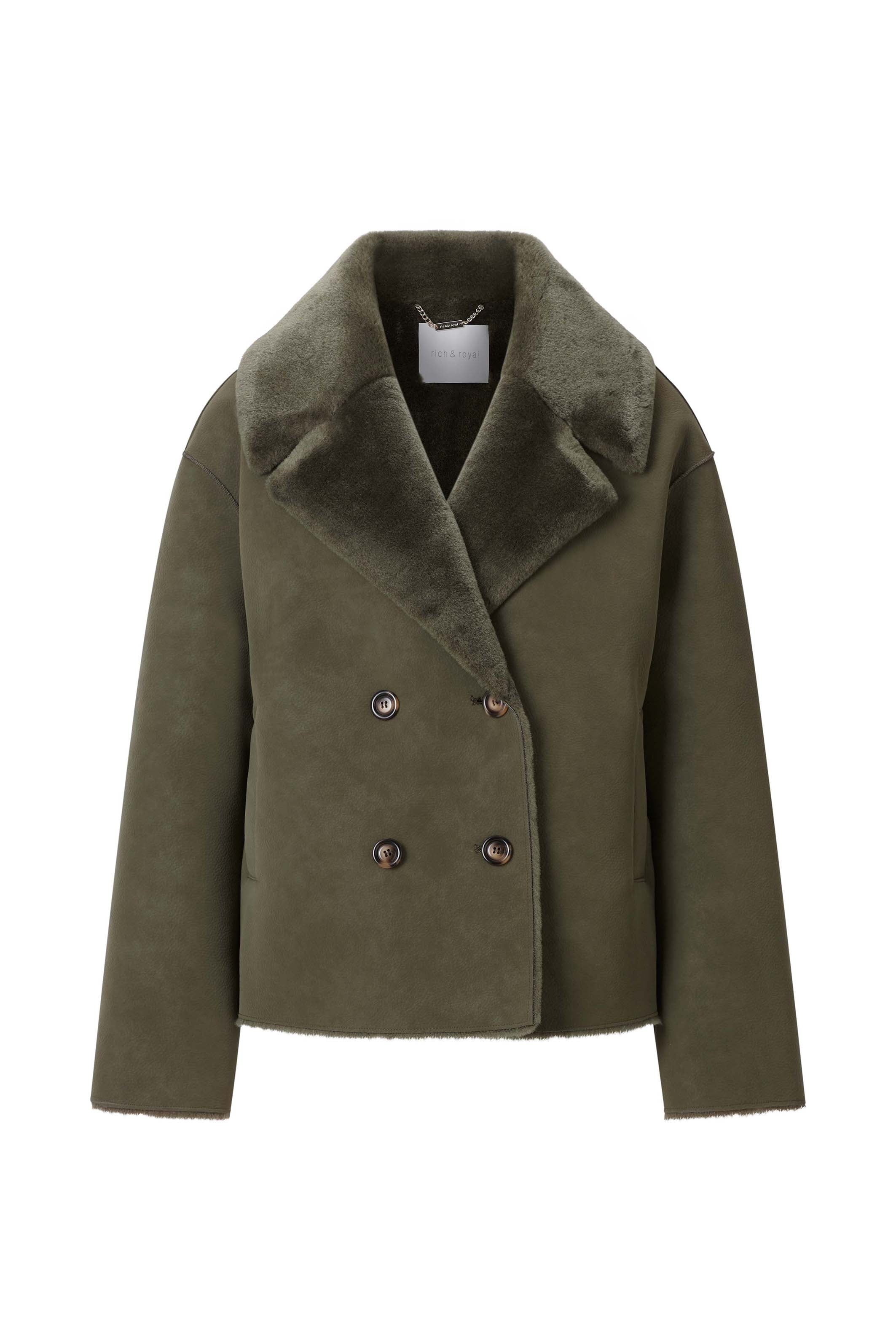 RICHROYAL Fellimitatjacke ohne Kapuze Regular fit mit Reverskragen