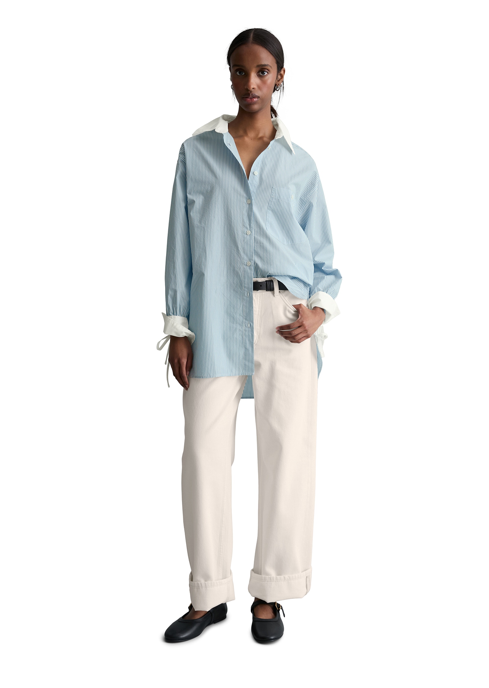 Marc O'Polo DENIM Blouse à manches longues blouse rayée ample en popeline effet papier