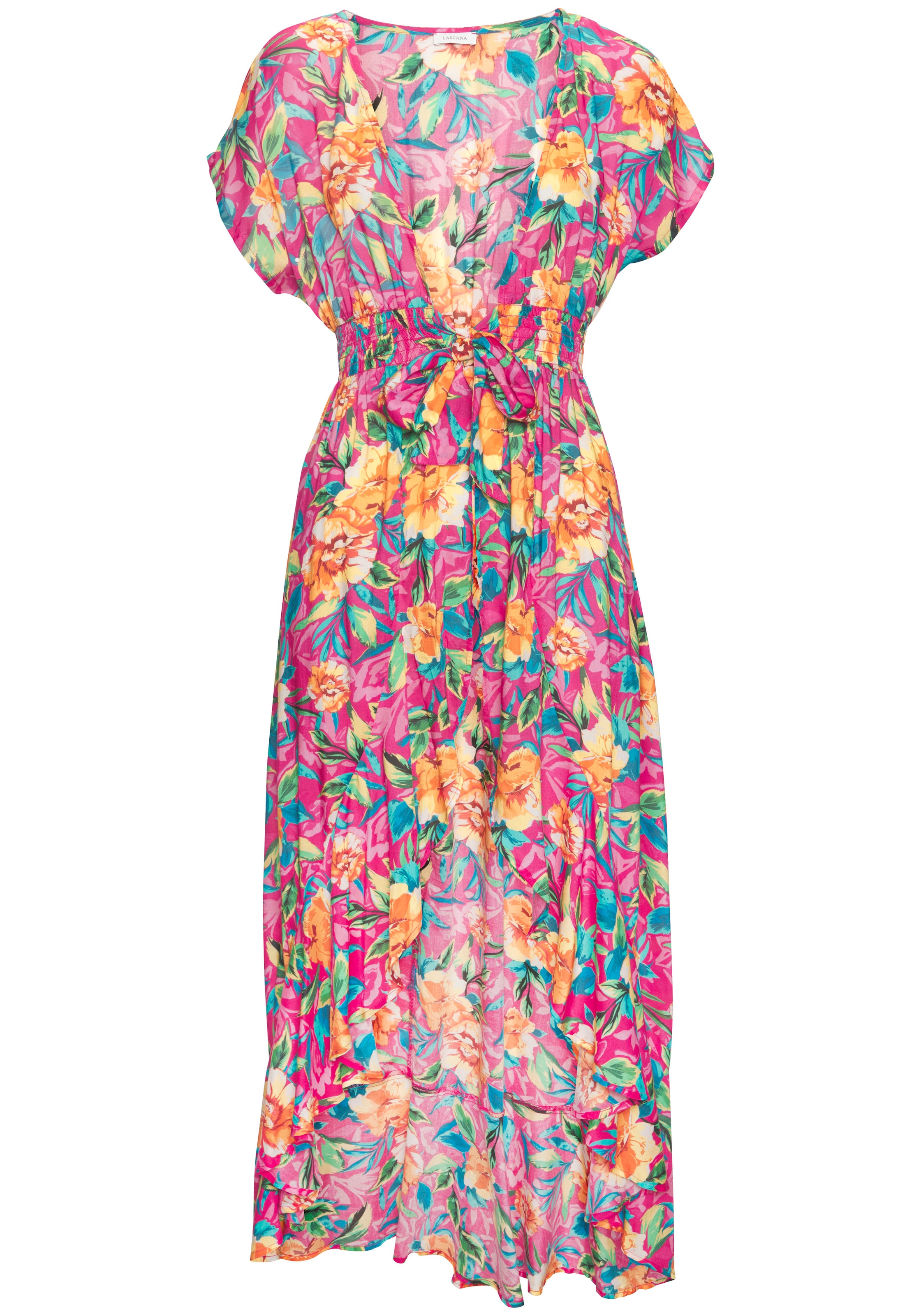 LASCANA Robe de plage im Kimono-Style zum Binden, Kurzarm, Alloverprint, sommerlich