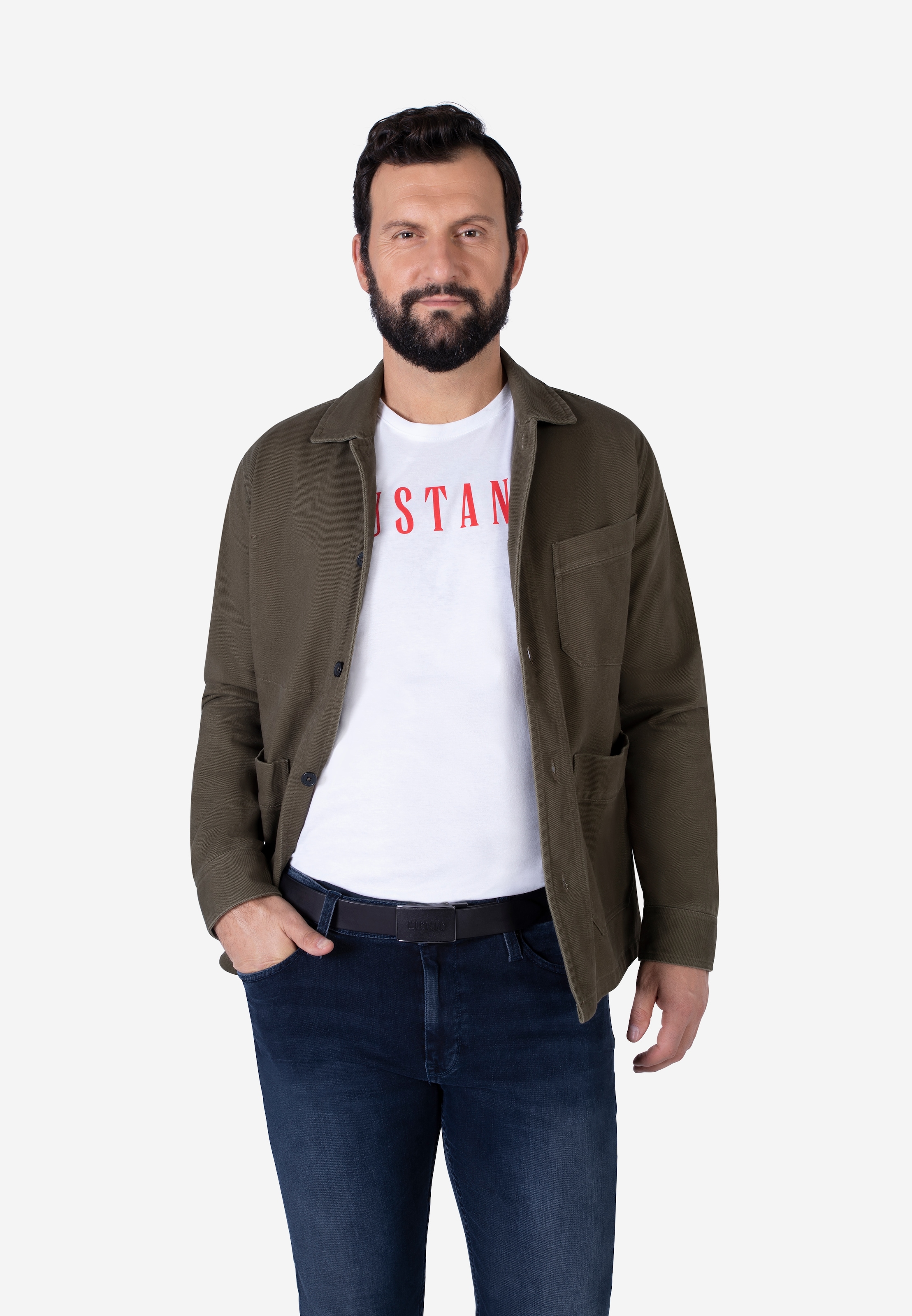 MUSTANG Ceinture en toile réglable »"Lucas"« 1 cuis Schliesse mit Logoschriftzug, modisch, 3,5 cm