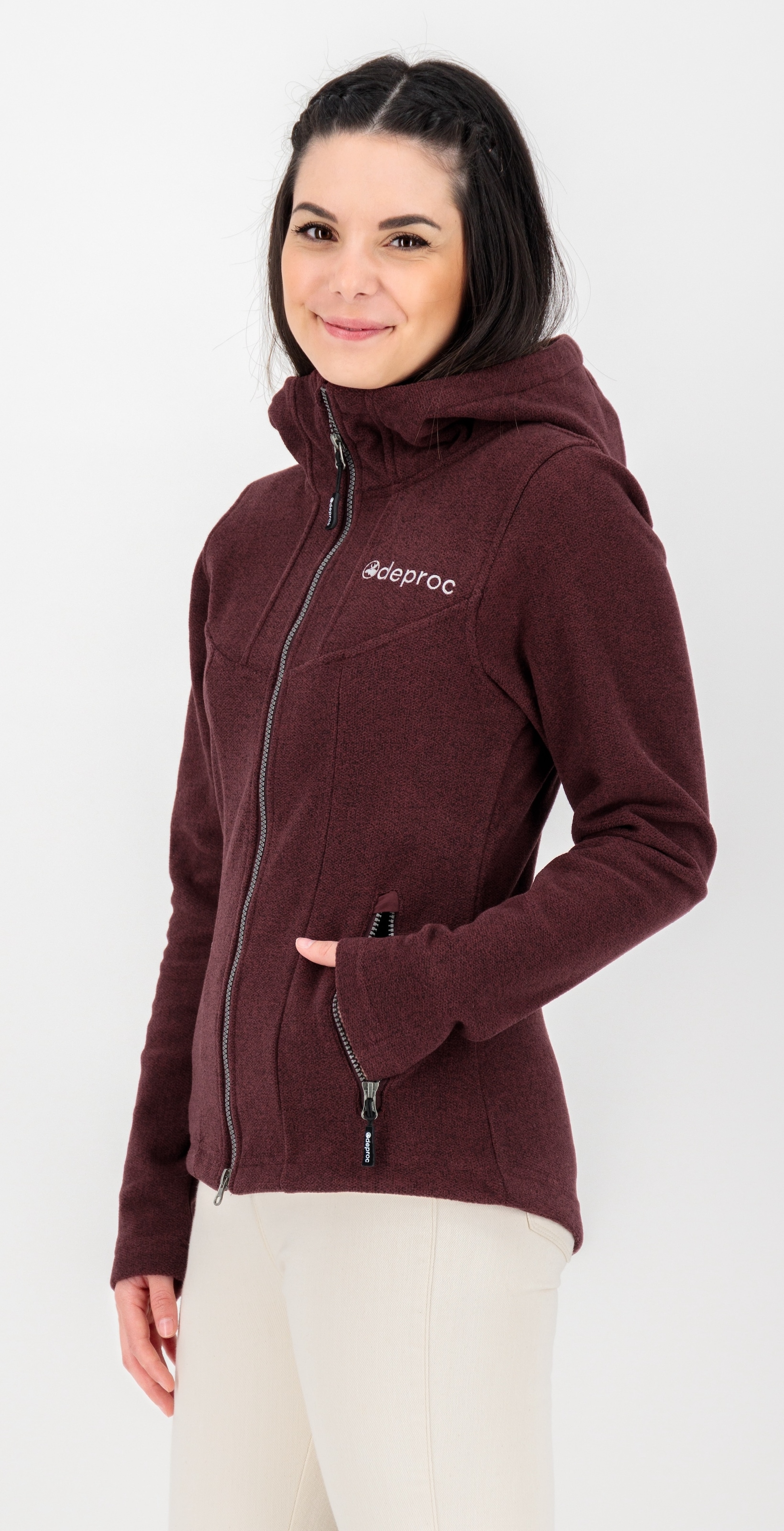 DEPROC Active Strickfleecejacke »GLORY MAY« mit 2-Wege-Reissverschluss