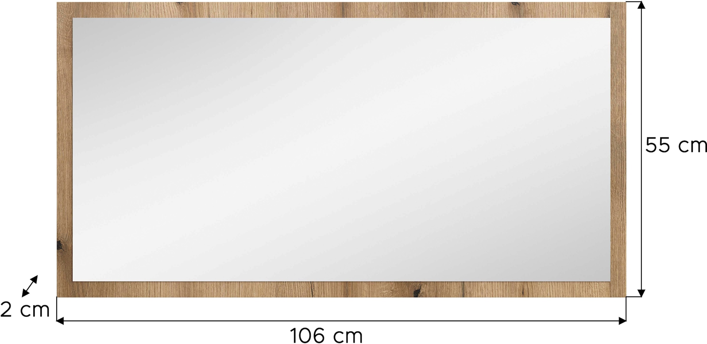 Home affaire Miroir »TATIO,106x55x2 cm, grosse Spiegelfläche« Garderobenspiegel, Flurspiegel