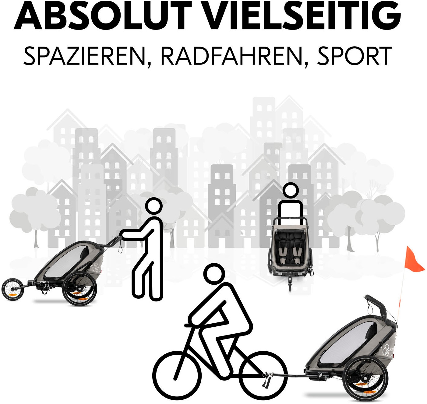 Hauck Fahrradkinderanhänger »Bike N Walk Duo« für 2 Kinder, inkl. Deichsel