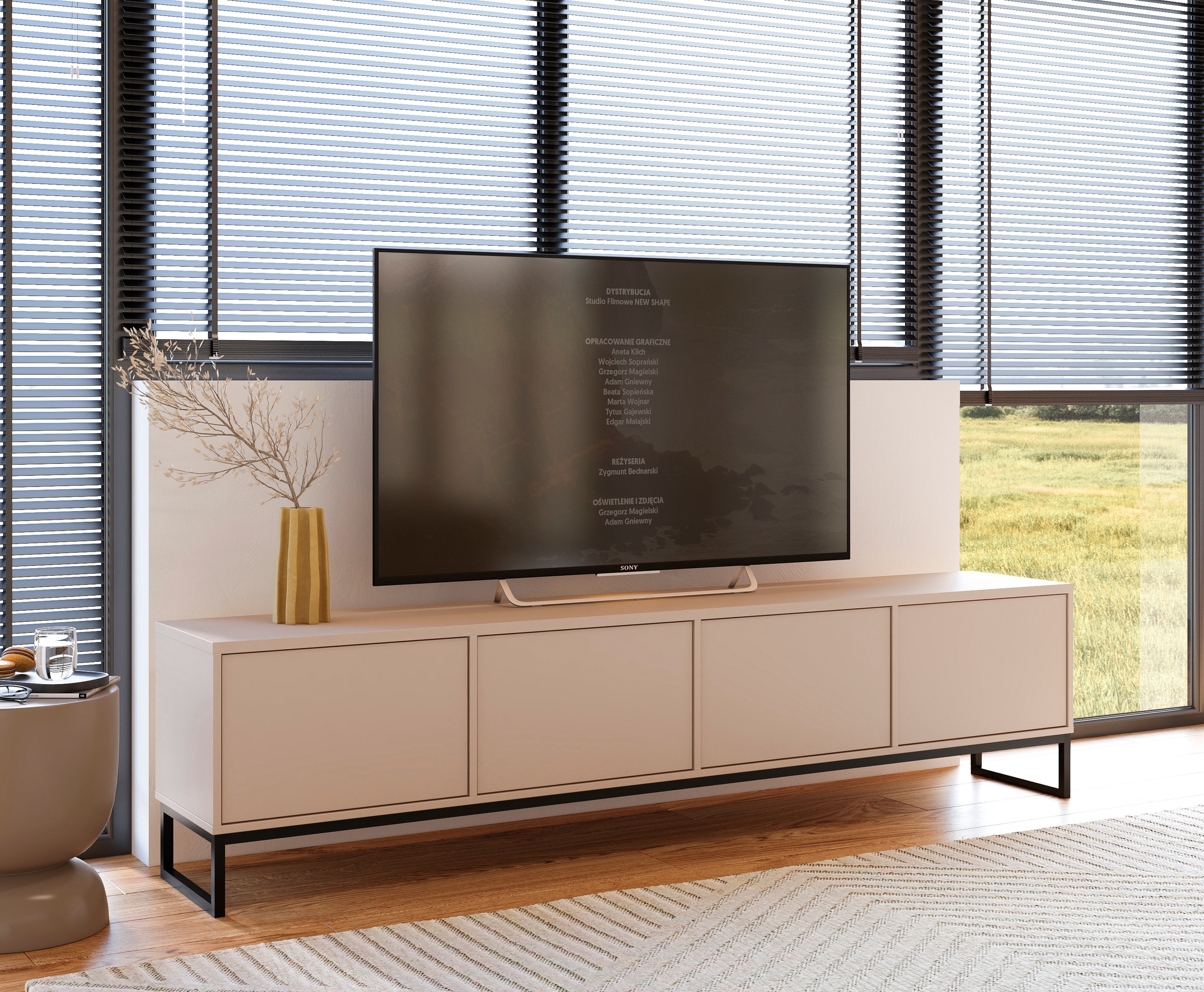 Home affaire Lowboard »Alto, Breite 208,5 cm, TV-Board mit 4 Klappen, push-to-open« TV-Kommode mit viel Stauraum, push-to-open-Funktion, Metallkufen