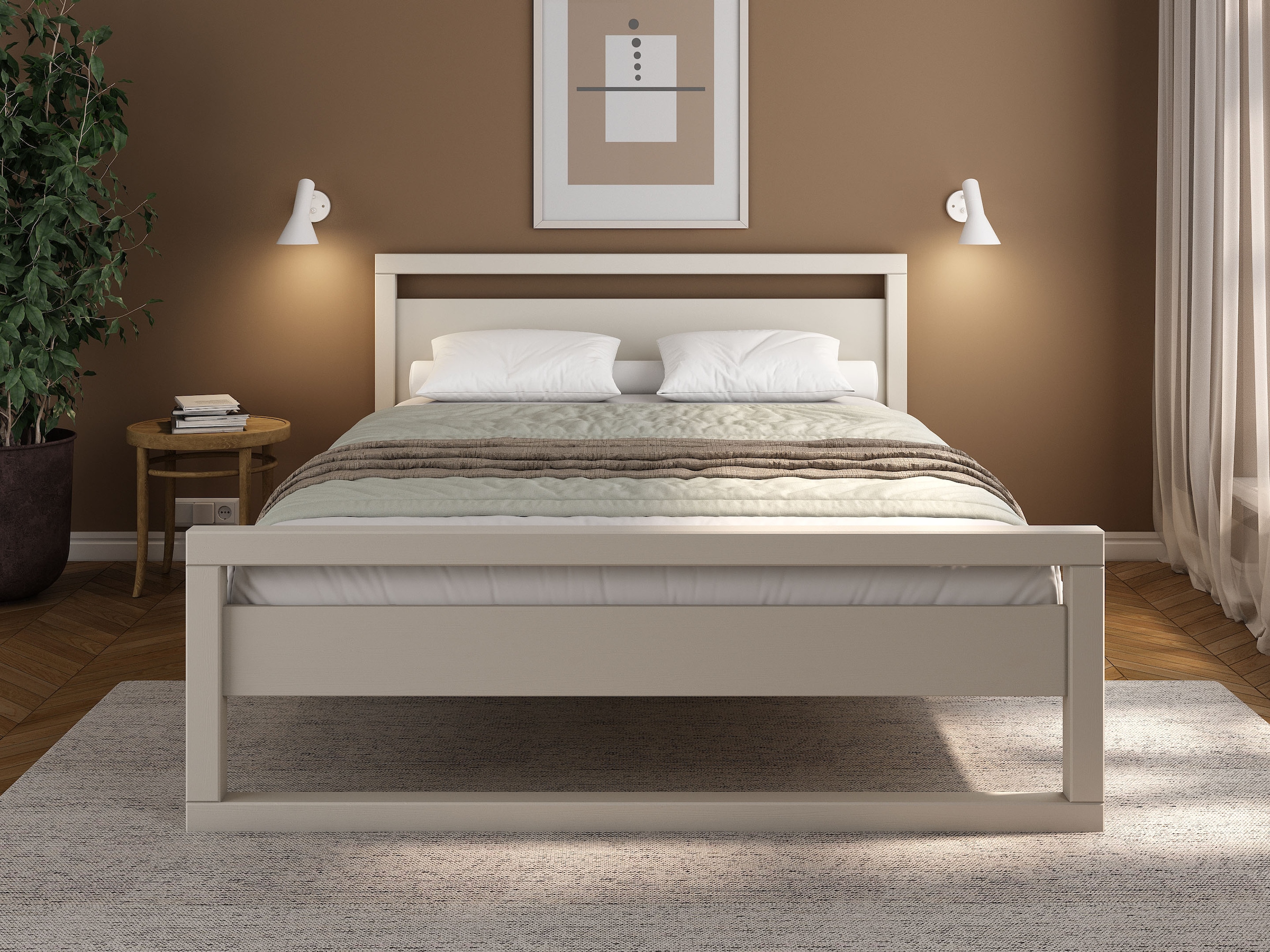 GOODproduct Lit en bois massif »Wellow , Kaschmir-Beige-Beige, Kiefer, inklusive Lattenrost« Liegefläche 140x200 cm,  nordisch-modern, bis 180 kg belastbar, FSC® & Made in Europe