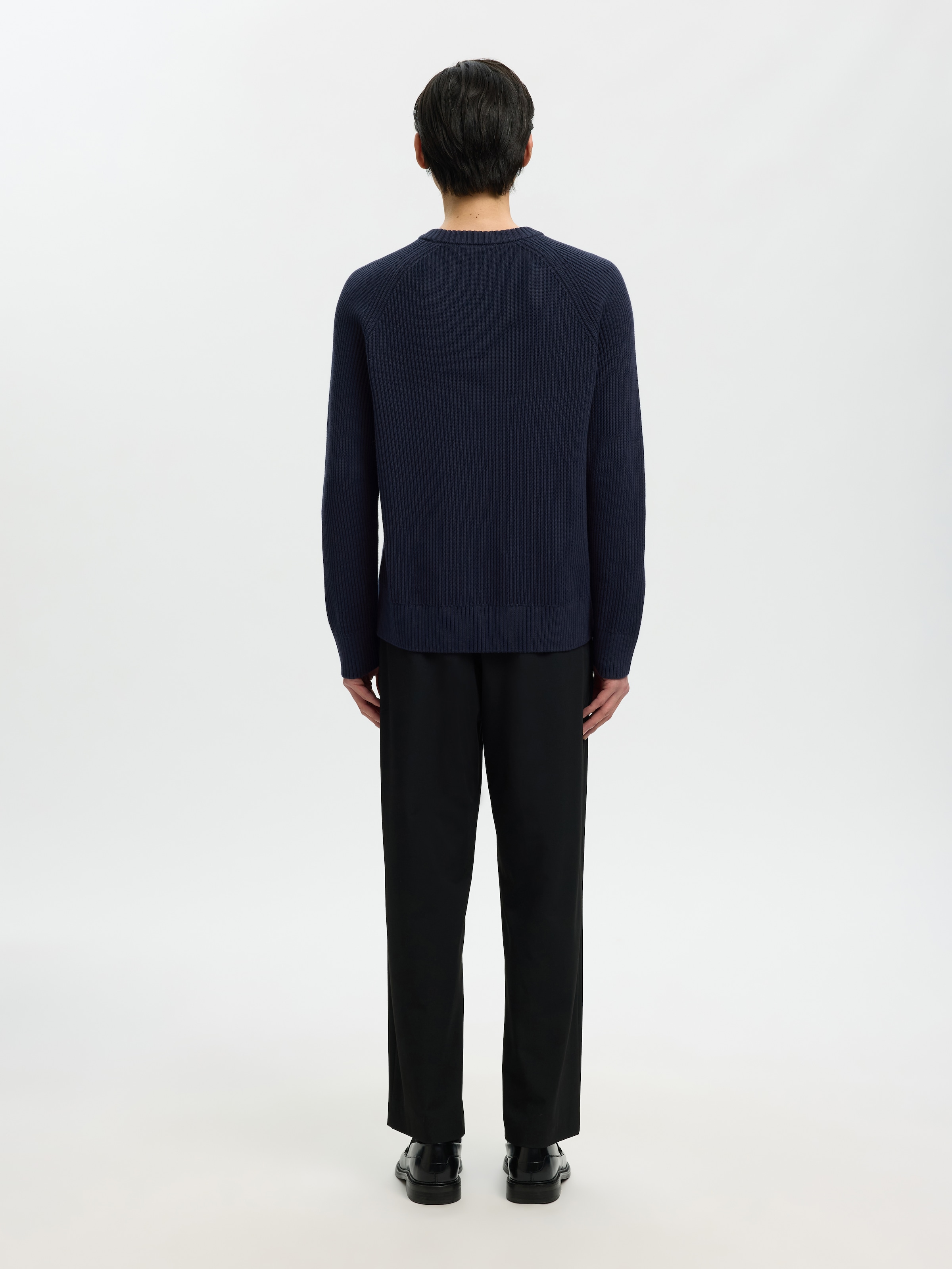 SELECTED Pull à col rond »SLMBRAUN KNIT RIB CREW NECK NOOS« coton, coupe décontractée