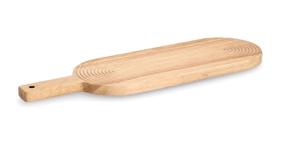 Zeller Present Planche à découper »Schneidebrett m. Griff "Stripes", Gummibaum« schöne, strukturierte Oberfläche