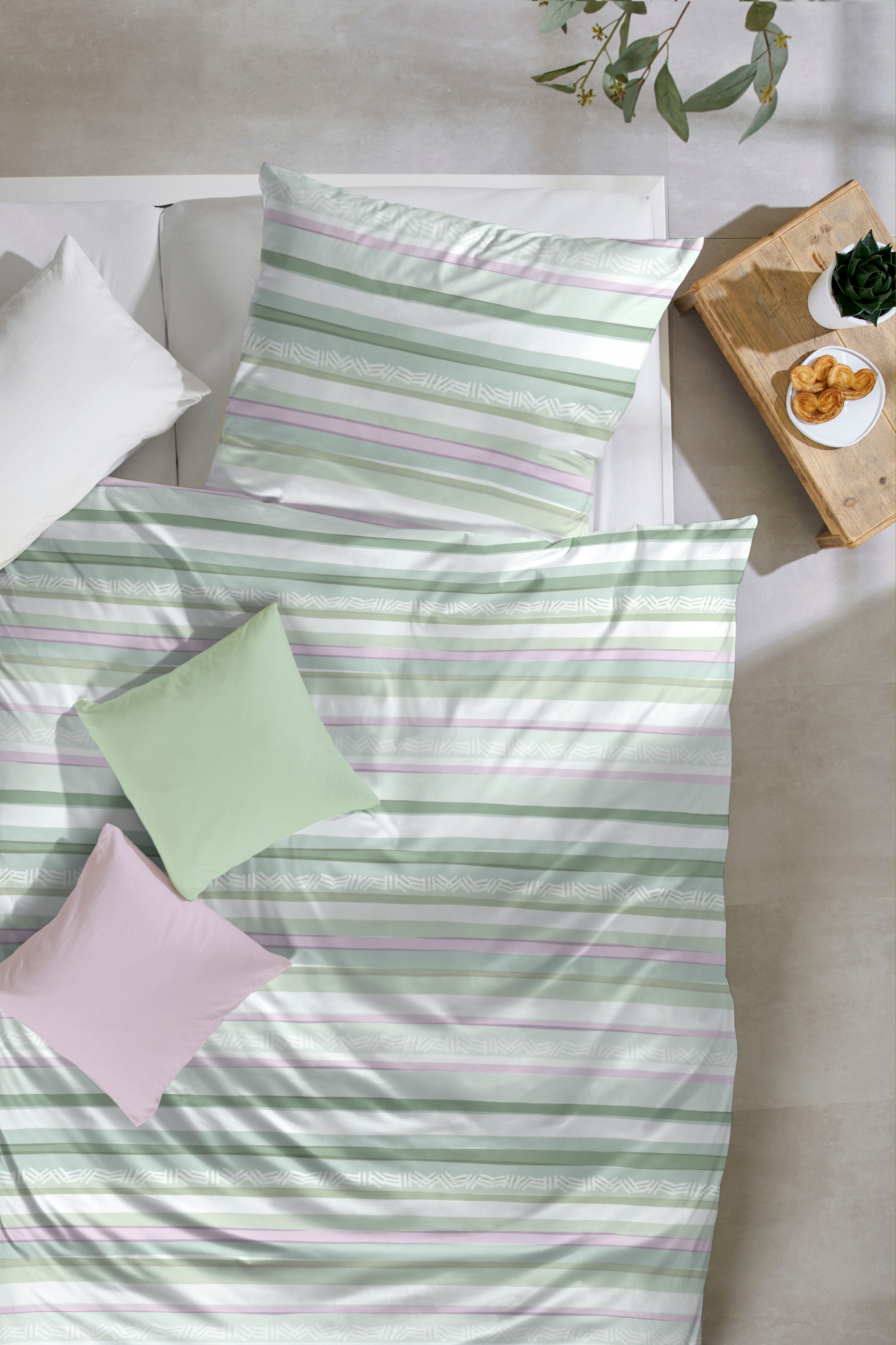 Primera Bettwäsche »Bio-Renforce Bettwäsche Natrix« 2 Stk. mit klassischen Streifen