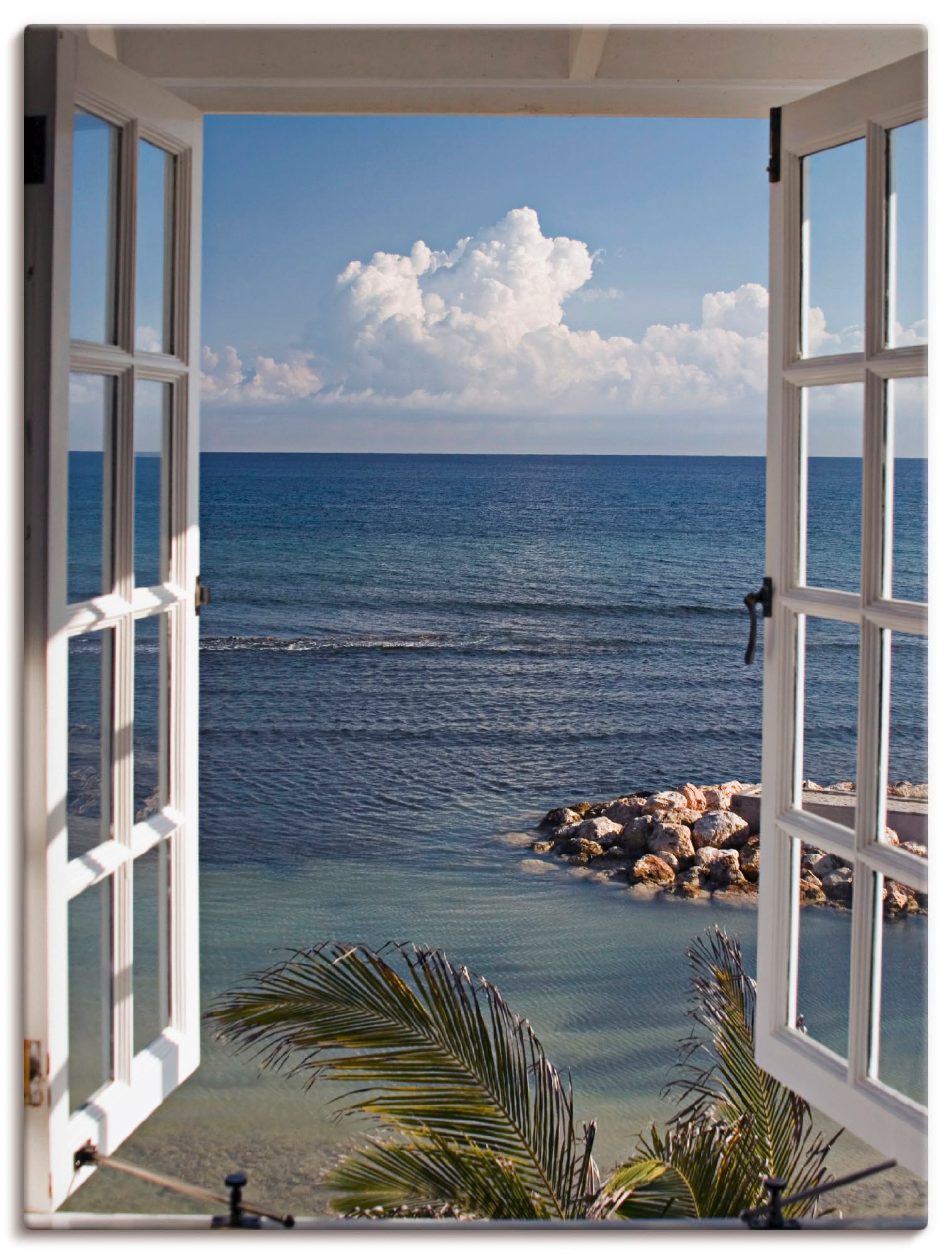 Artland Wandbild »Fenster zum Paradies« Fensterblick 1 Stk. tlg. als Alubild, Leinwandbild, Poster in verschied. Grössen