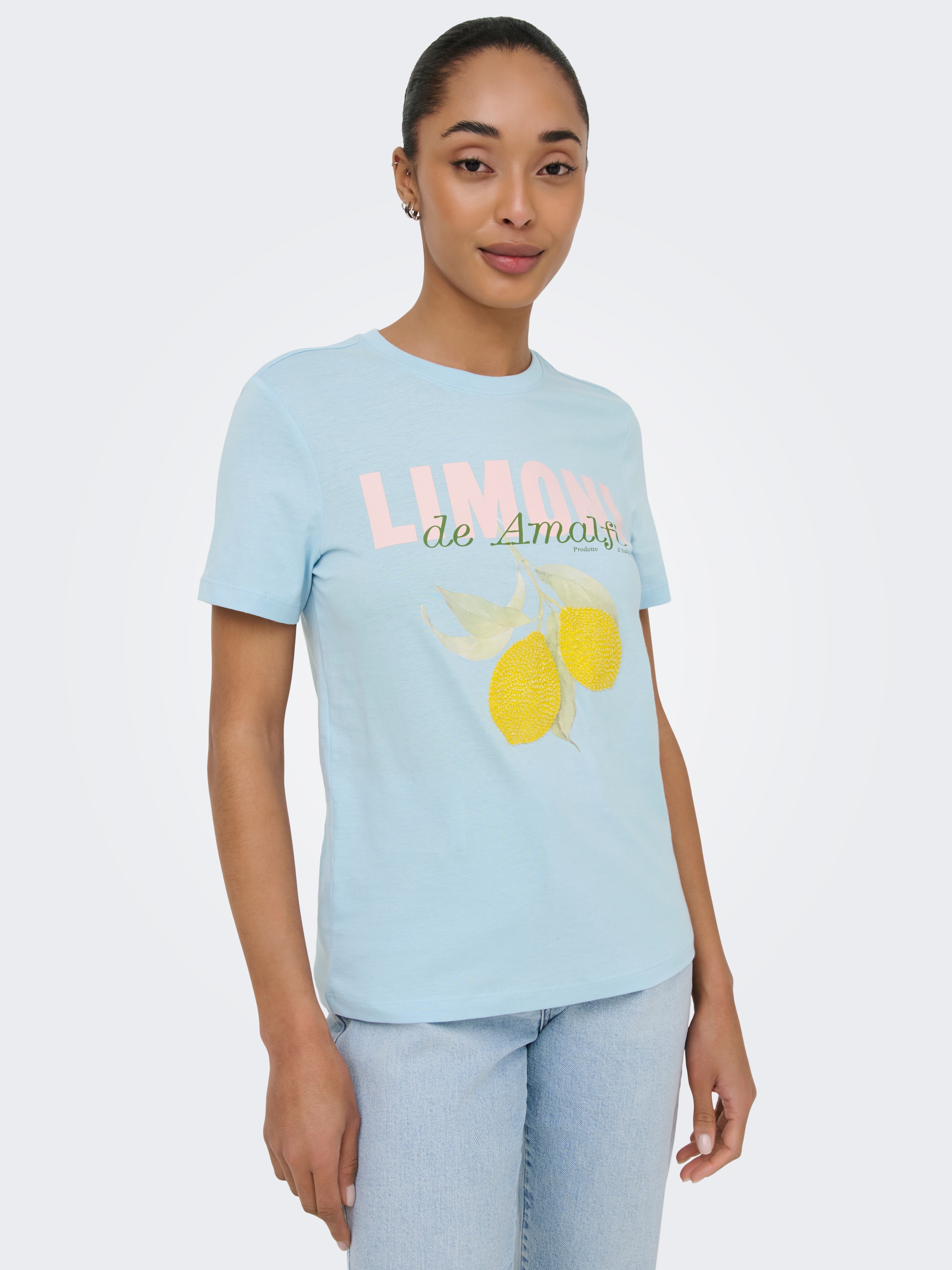 ONLY T-shirt »ONLKITA S/S PEARL TOP BOX JRS« coton, coupe régulière, col rond