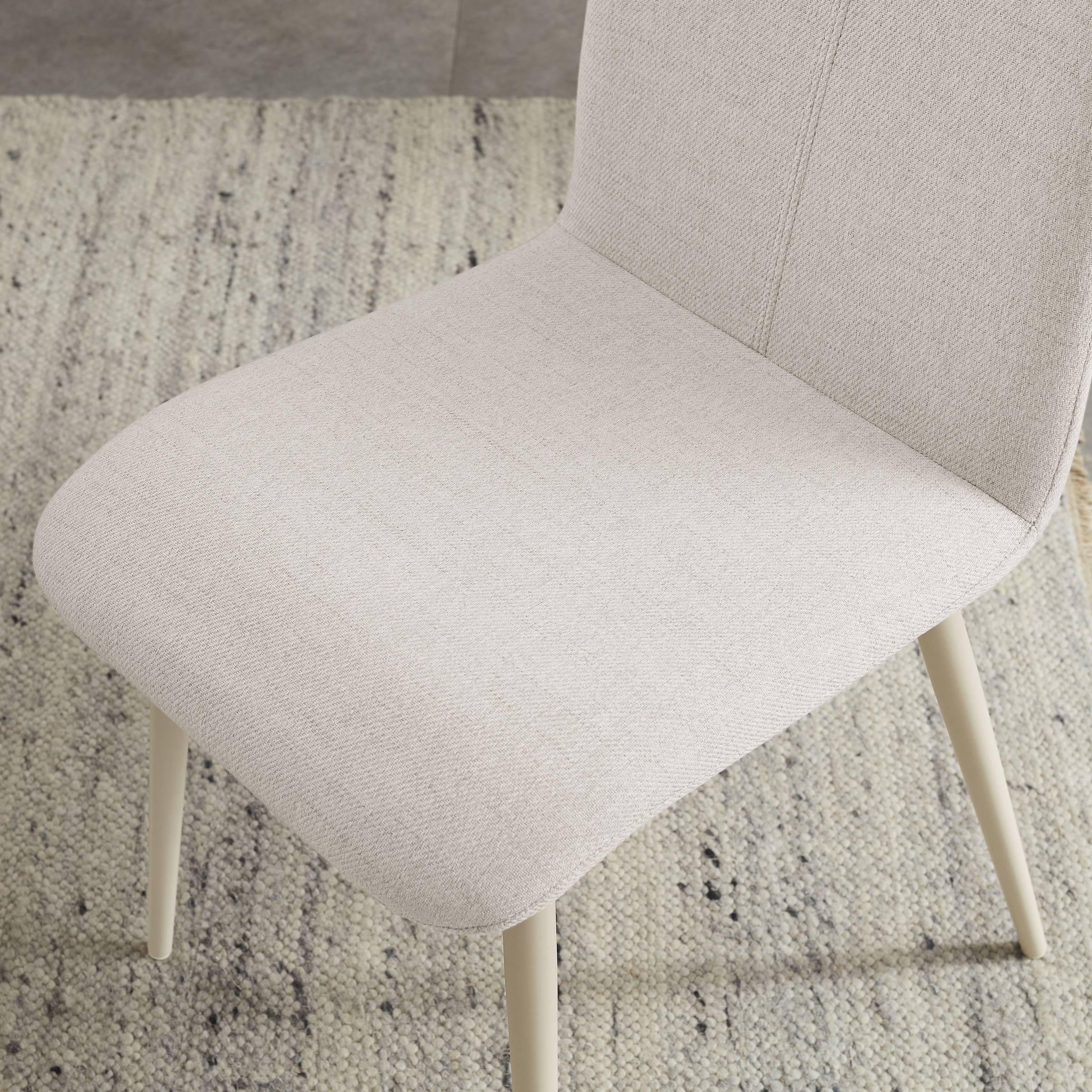 GOODproduct Ensemble de salle à manger »Kryce« Set, 120 cm Esstisch + 2 Stühle + Bank, 4 cuis tlg. Strukturstoff, robustem Metallgestell, Tischplatte aus Sinterstein