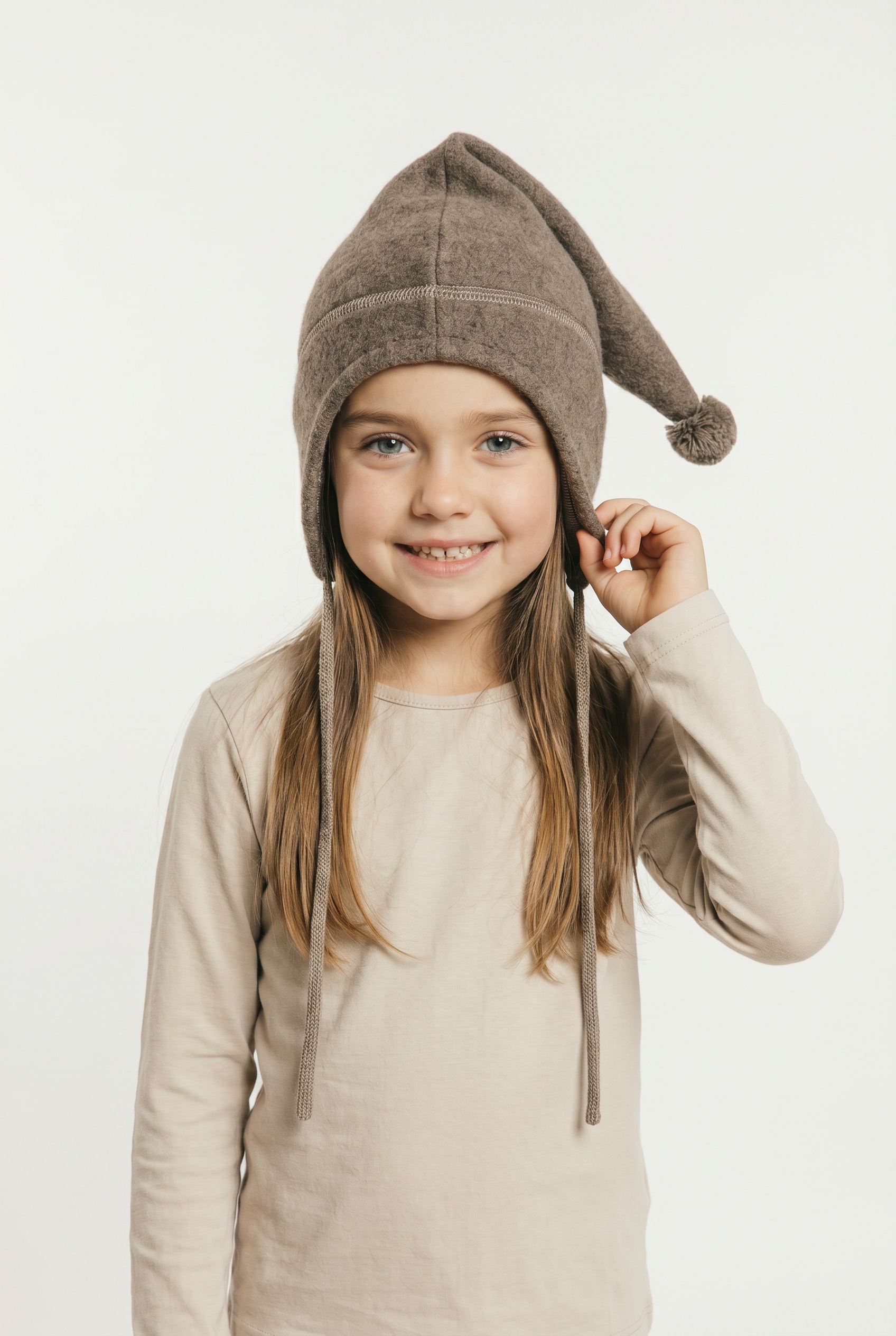 MAXIMO Bonnet polaire en polaire de laine avec pompon et cordon