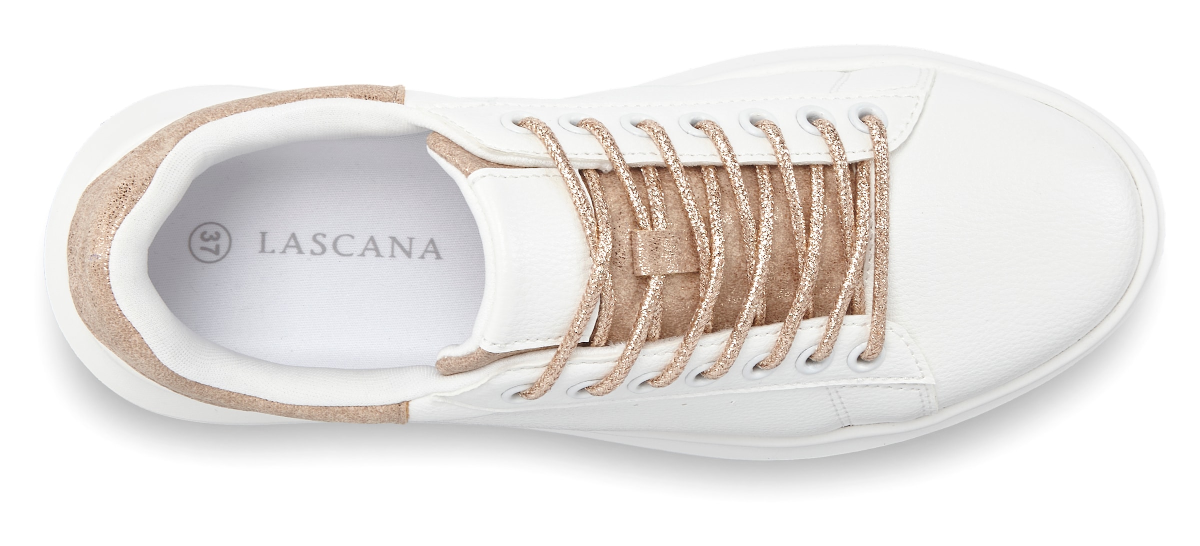 LASCANA Sneaker »Freizeitschuhe, Halbschuhe, Slip-On-Sneaker,«  mit Metallicdetails und elastischen Schnürbändern VEGAN