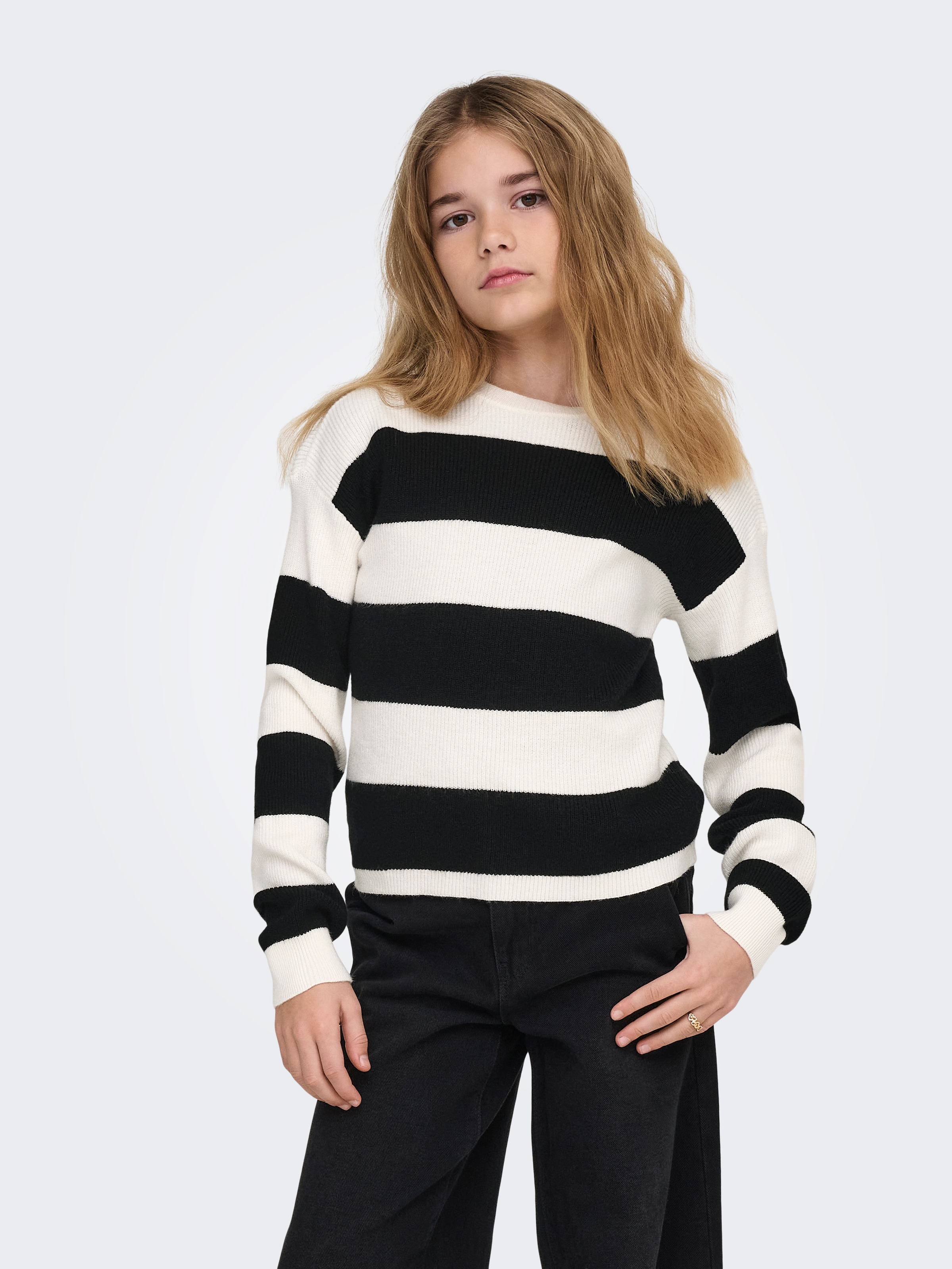 KIDS ONLY Pull en tricot »KOGFRANCA SHORT L/S STRIPE KNT NOOS« mélange viscose, coupe ample