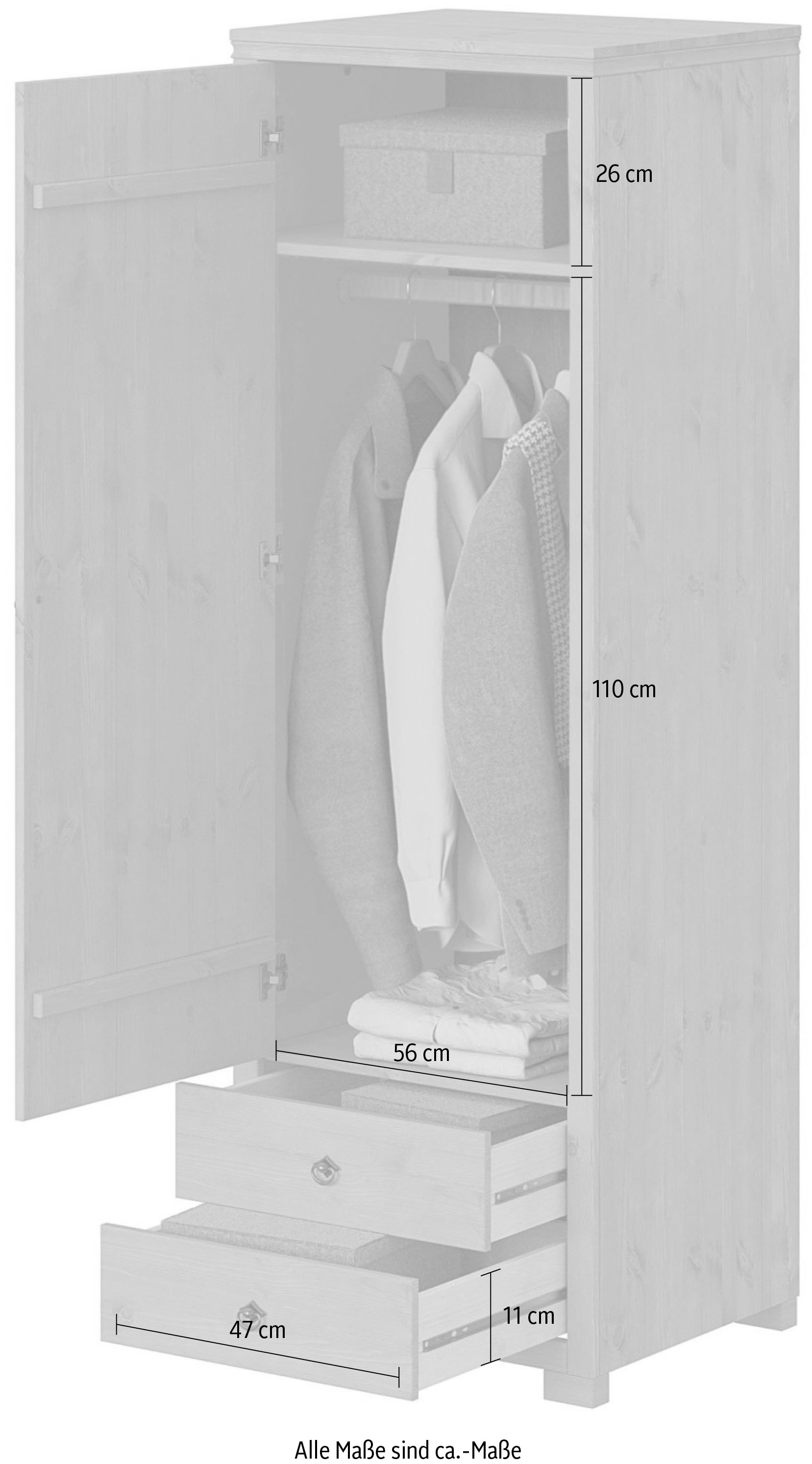 GOODproduct Armoires à vêtements »Gotland, Schrankmodulsystem, einzeln oder mit der Serie kombinierbar« pin massif, utilisation variable, aussi pour pentes de toit
