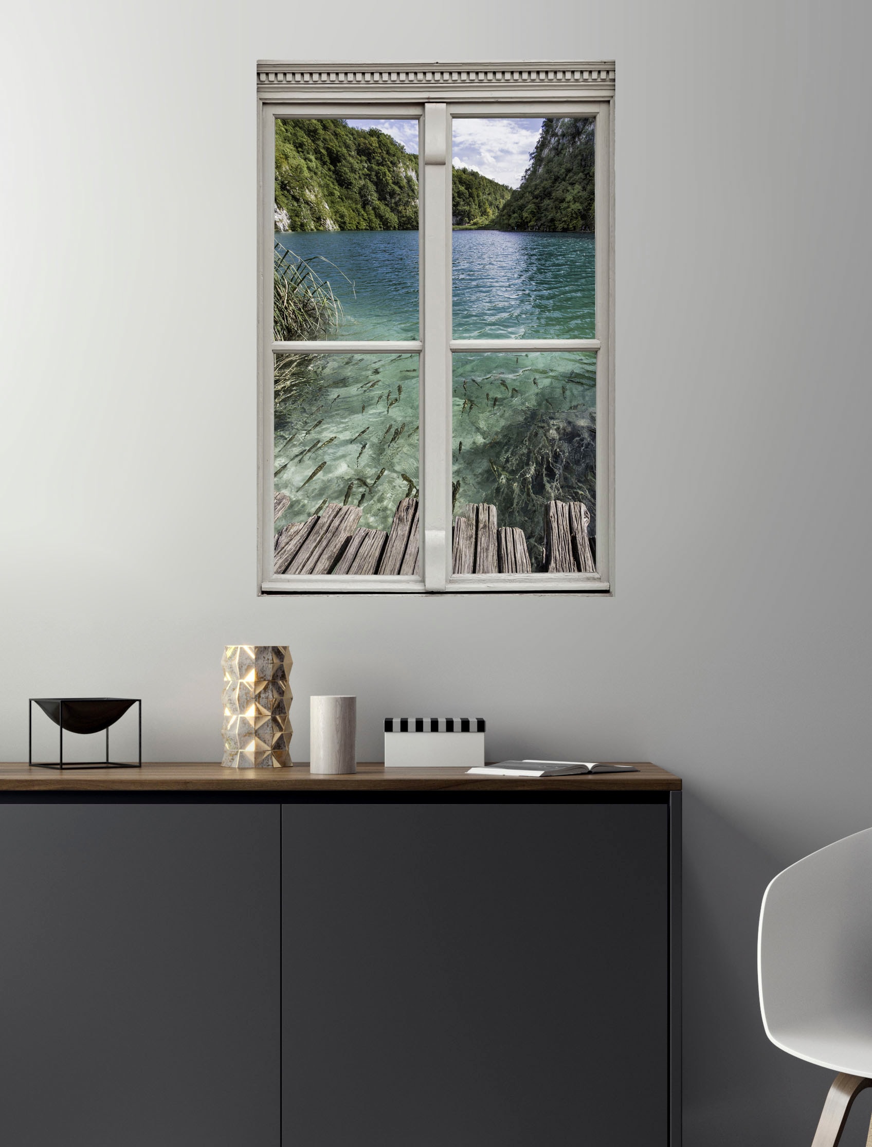 queence Autocollants muraux »Fische« Wandsticker, Wandbild, selbstklebend, 3D, Fenster