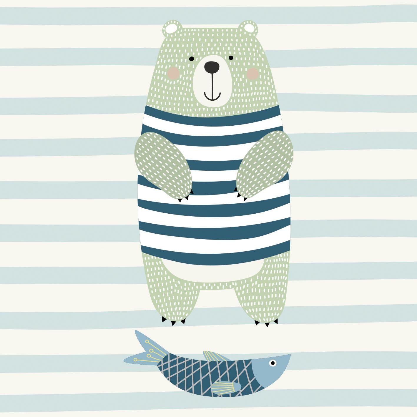 queence Coussin décoratif »Bär & Fisch« Kissenhülle ohne Füllung, 1 Stück