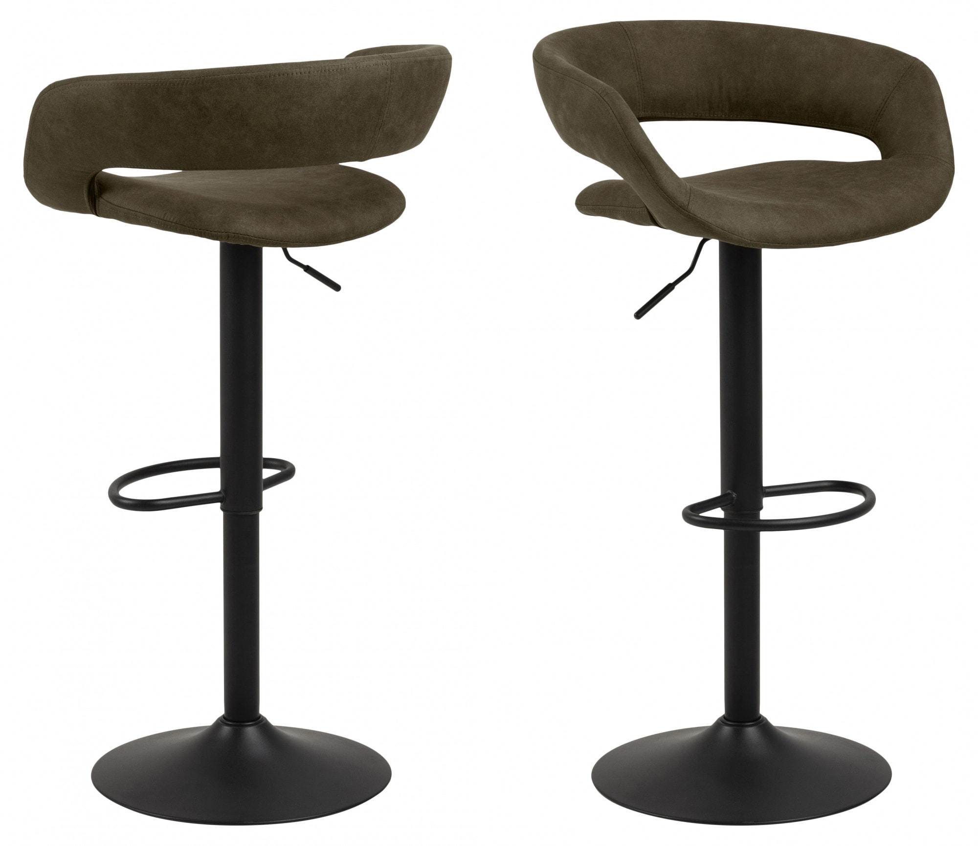 ACTONA GROUP Tabouret de bar »Grace« (set, 2 pcs) en microfibre, hauteur réglable, accoudoir