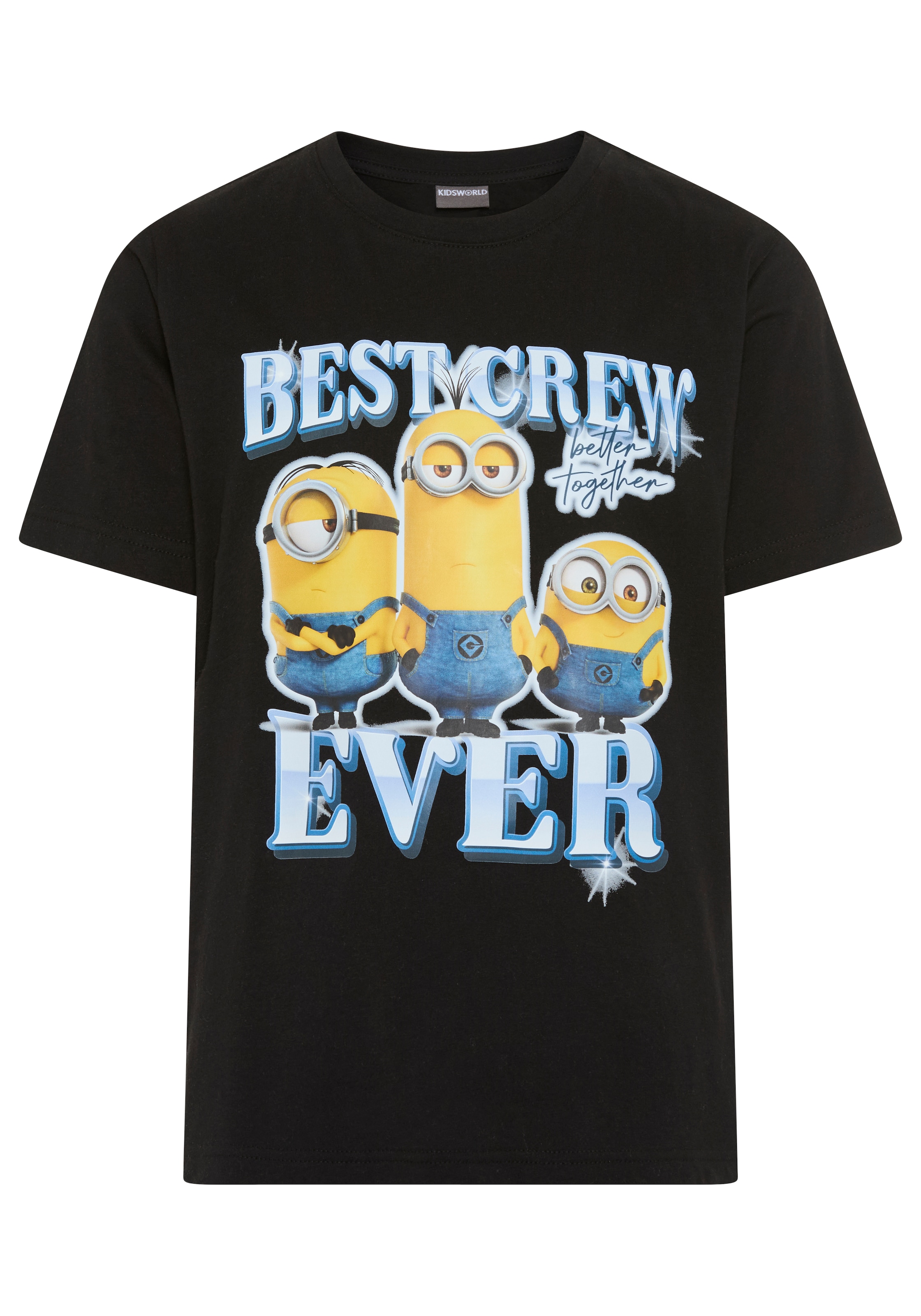 KIDSWORLD T-Shirt »MINIONS Shirt : BEST CREW EVER« Kurzarm, Rundhalsausschnitt, Basic Passform, aus Baumwolle