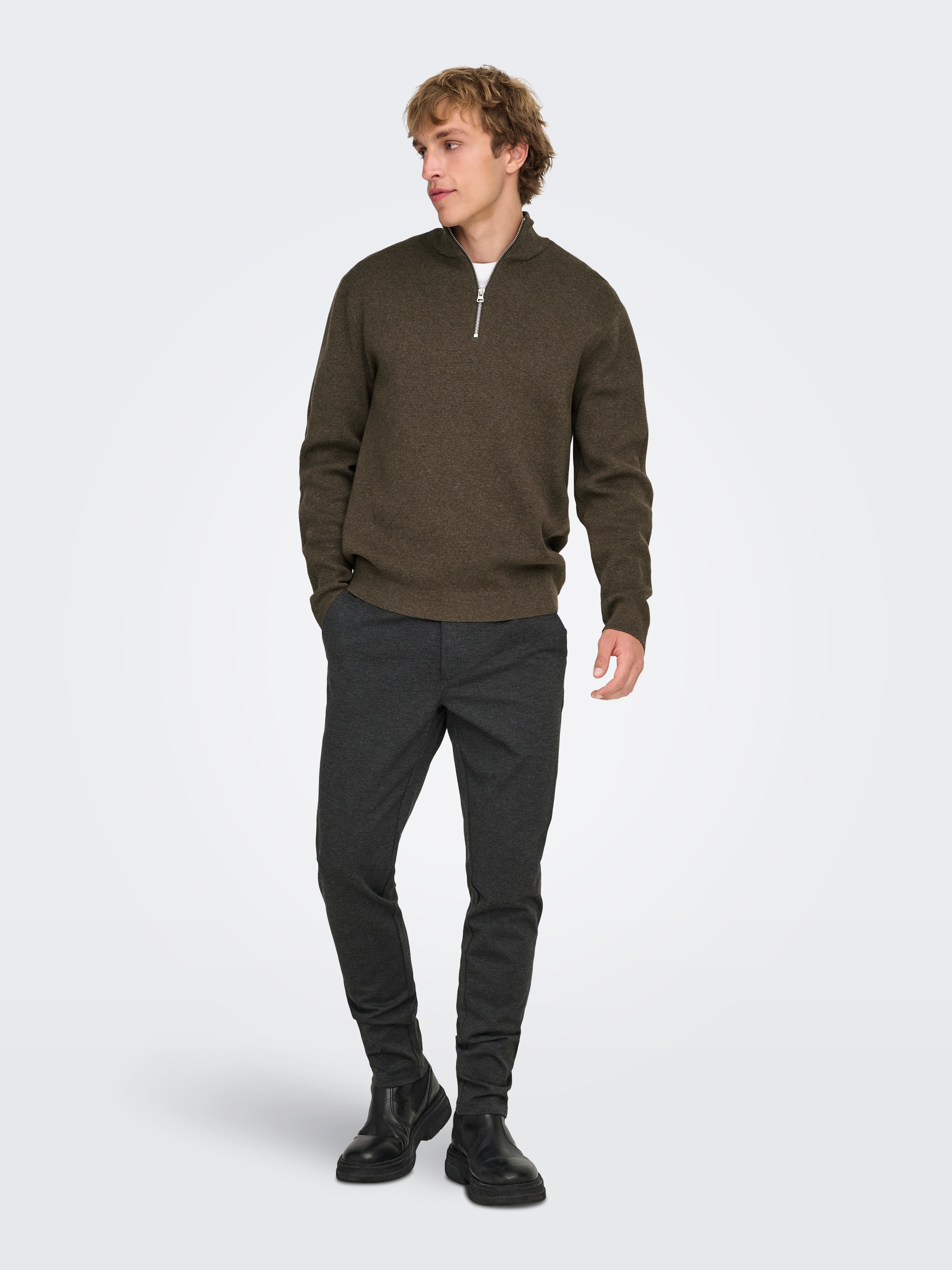 ONLY & SONS Troyer »ONSTING LIFE REG HALF ZIP KNIT NOOS« Baumwolle, regular fit