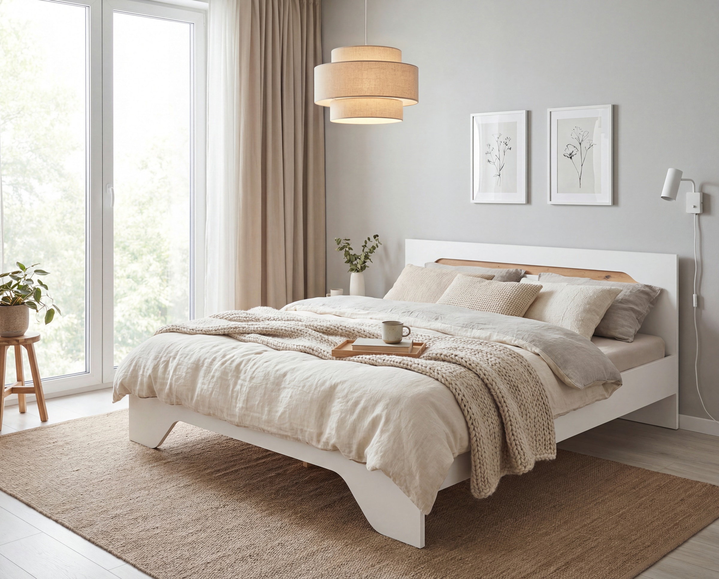 GOODproduct Lit »Doppelbett Holzbett Futonbett AGORDO« Surface de couchage : 180x200 cm,  avec élégante tête de lit en chêne Artisan MADE IN GERMANY