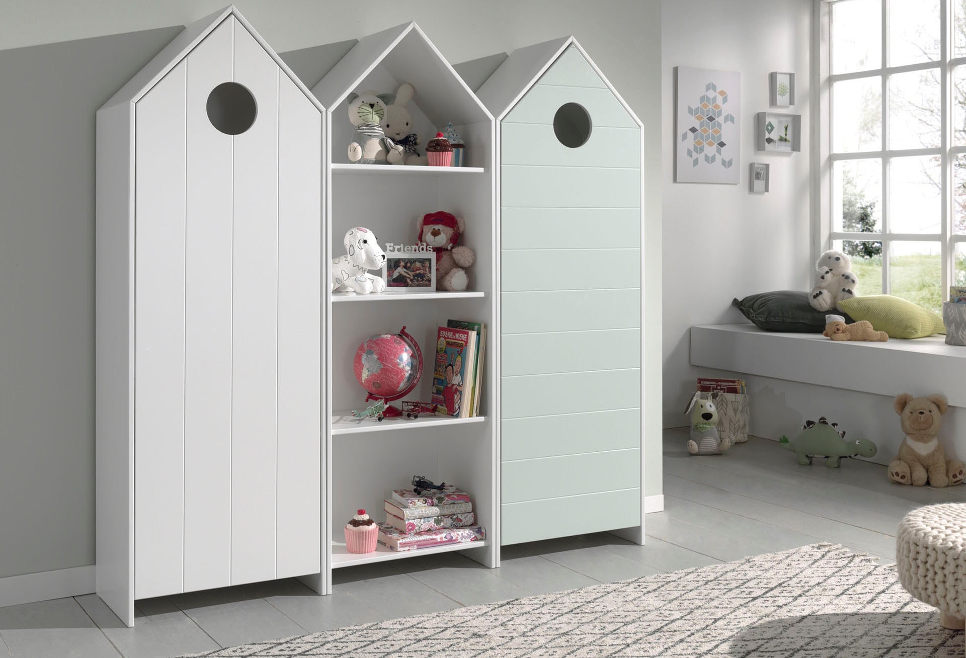 Vipack Étagère pour enfants »Casami, Regalschrank mit 3 Böden und viel Stauraum« L/H/P env. 57,6x171,3x37 cm, utilisation universelle, très moderne,  en MDF de haute qualité, laqué blanc