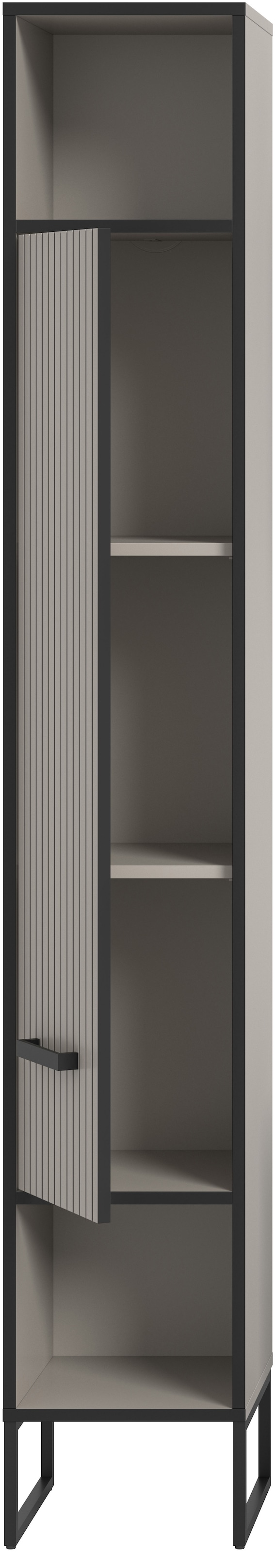 welltime Armoire haute »Locri, Höhe 192 cm, Rillenoptik, Metall Kufen« 1 cuis tlg. Türanschlag wechselbar, modernes Design, Badschrank, Bad