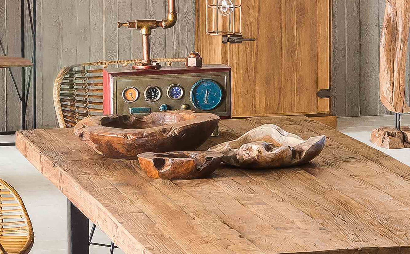 SIT Plateau de table »Pordenone aus recyceltem Teakholz – Natur – Unikat« 1 cuis tlg. Plateau de table doublé avec épaisseur marquée de 50 mm