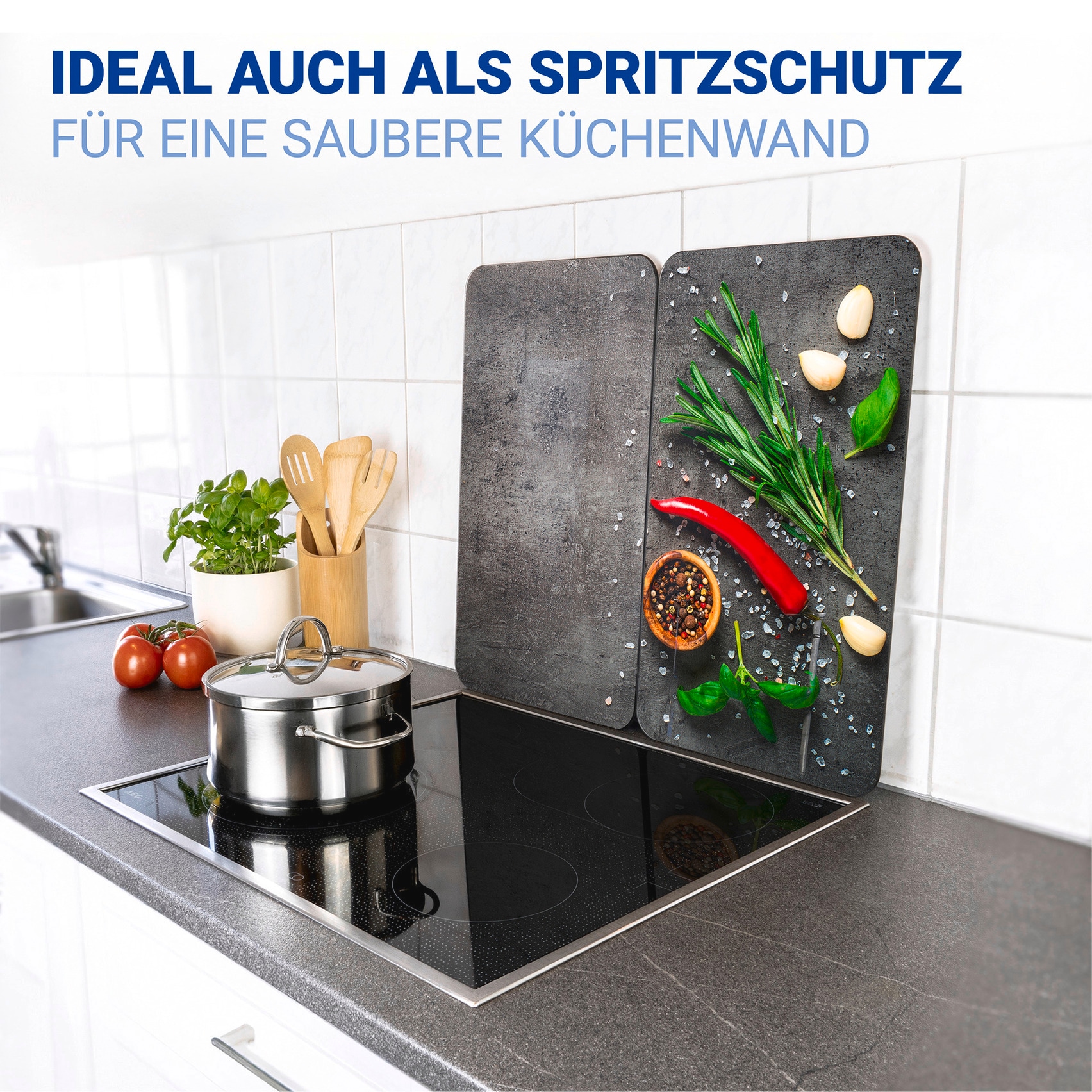 WENKO Herd-Abdeckplatte »Universal Modell Rosmarin« Herdabdeckung für alle Herdarten, kratzfest, mit rutschfesten Füssen