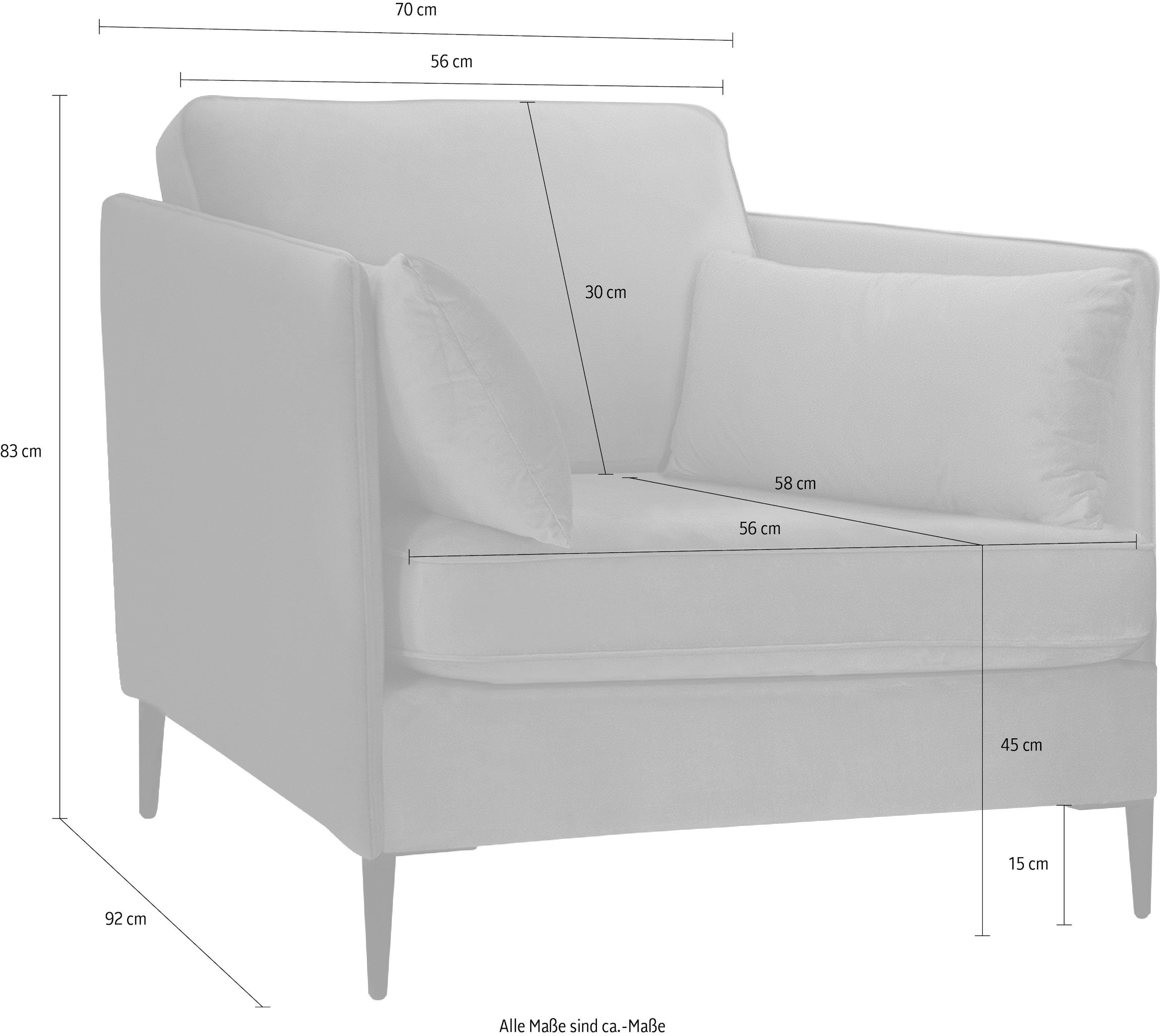 Home affaire Sessel »Light« inklusive loser Zierkissen, mit schmalen Armlehnen und Teleskopfüssen